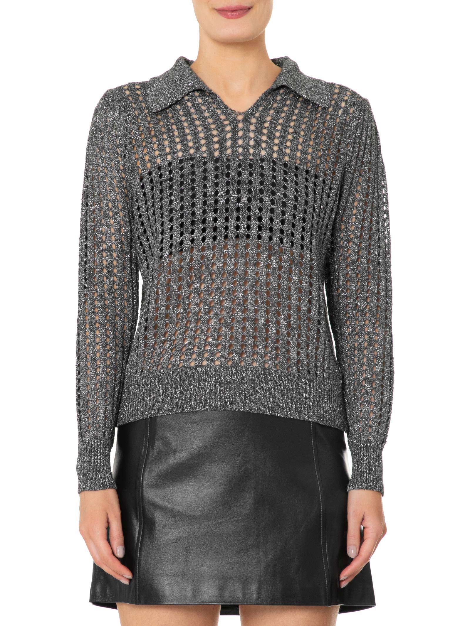 Blusa Feminina Manga Longa Vazada Em Tricot Preto Market 33