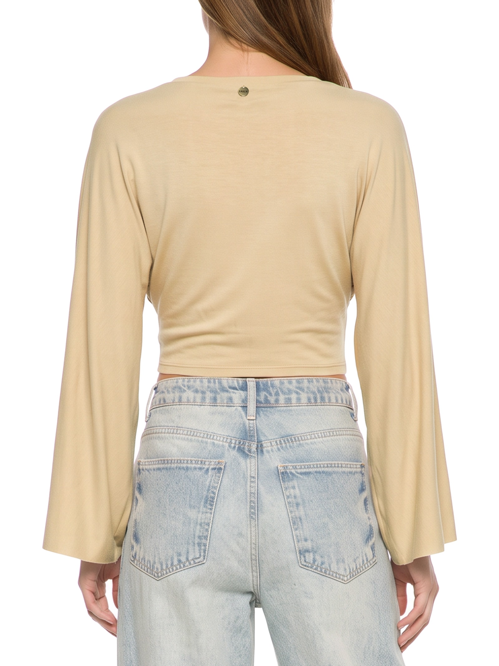 Blusa Feminina Manga Morcego Bege Lança Perfume