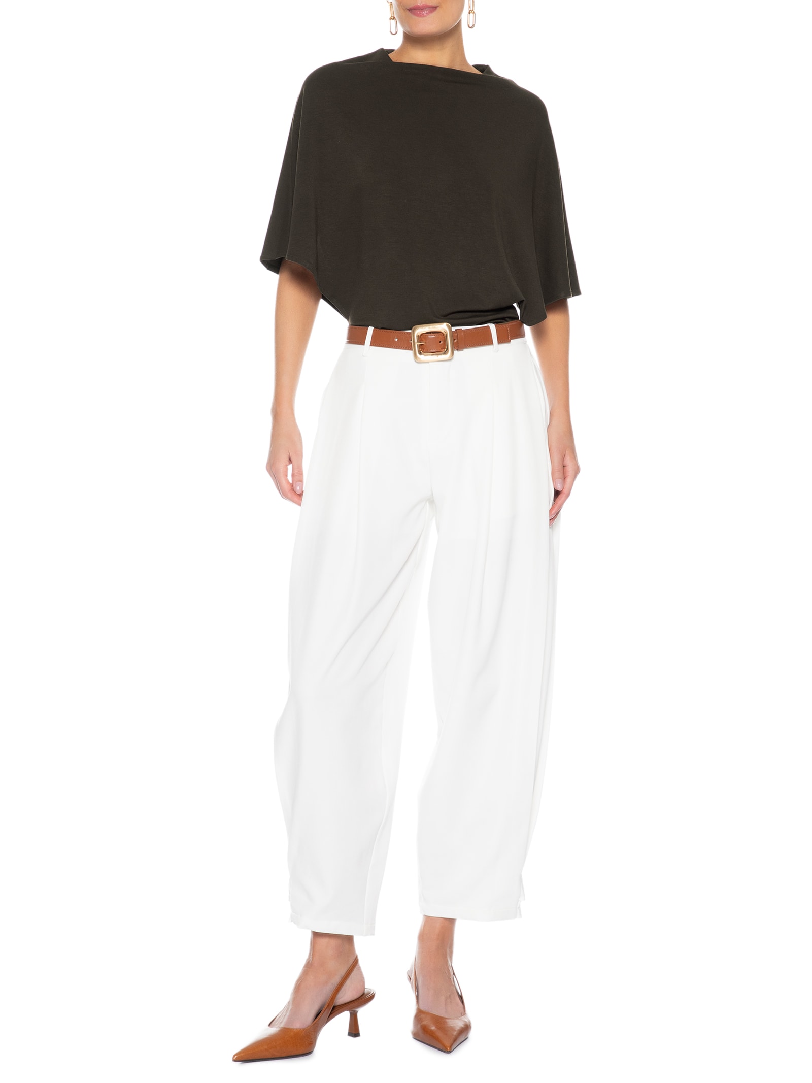 Blusa Feminina Manga Morcego Em Malha Marrom '2Essential