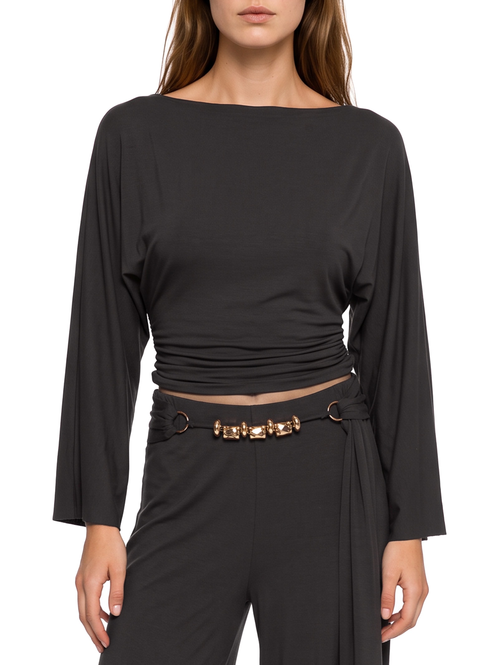 Blusa Feminina Manga Morcego Marrom Lança Perfume