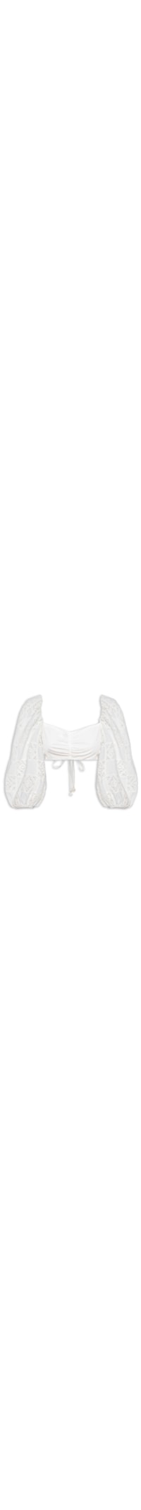 Blusa Feminina Manga Patch Crochet - Branco