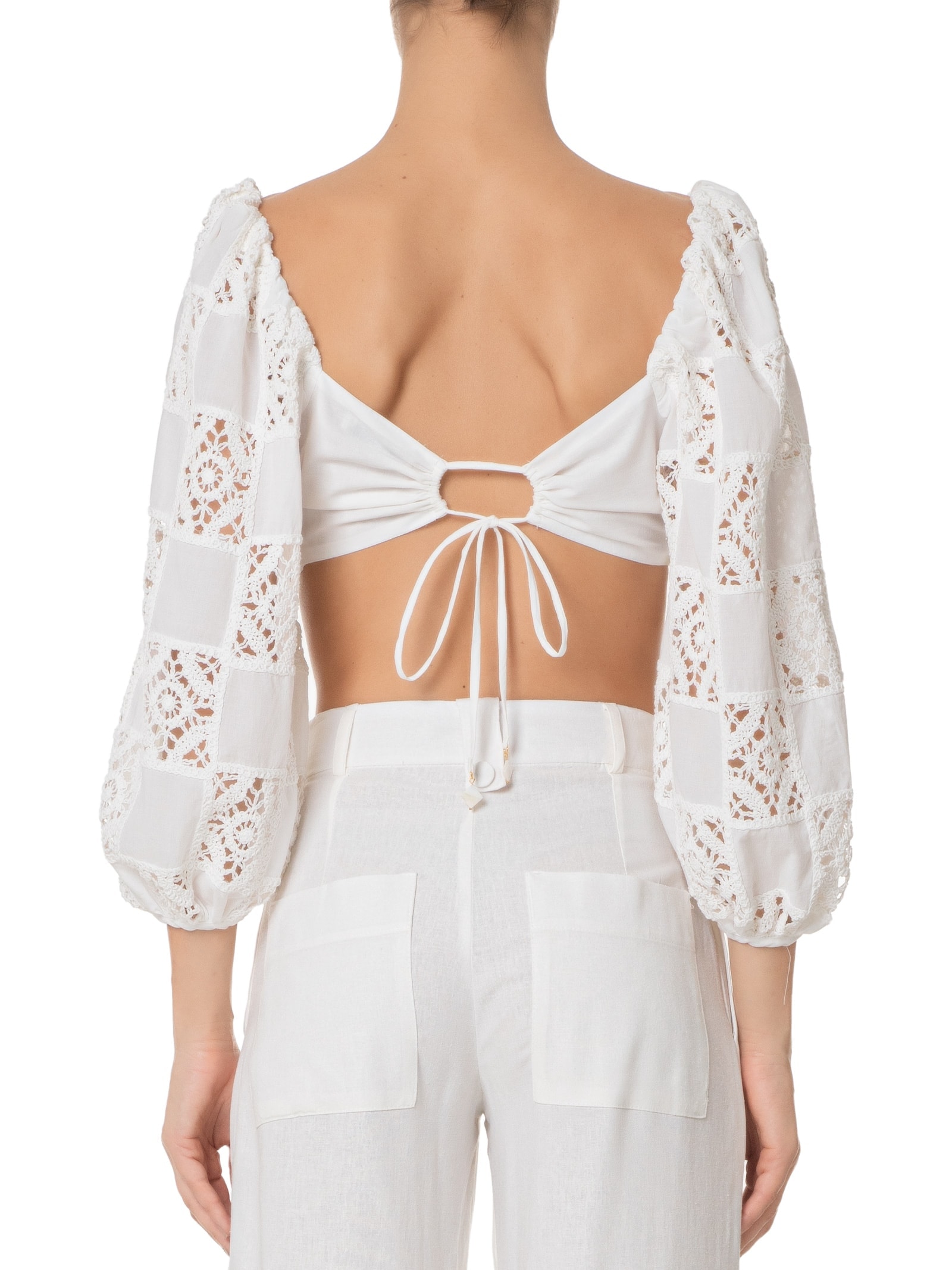 Blusa Feminina Manga Patch Crochet Branco Dress To