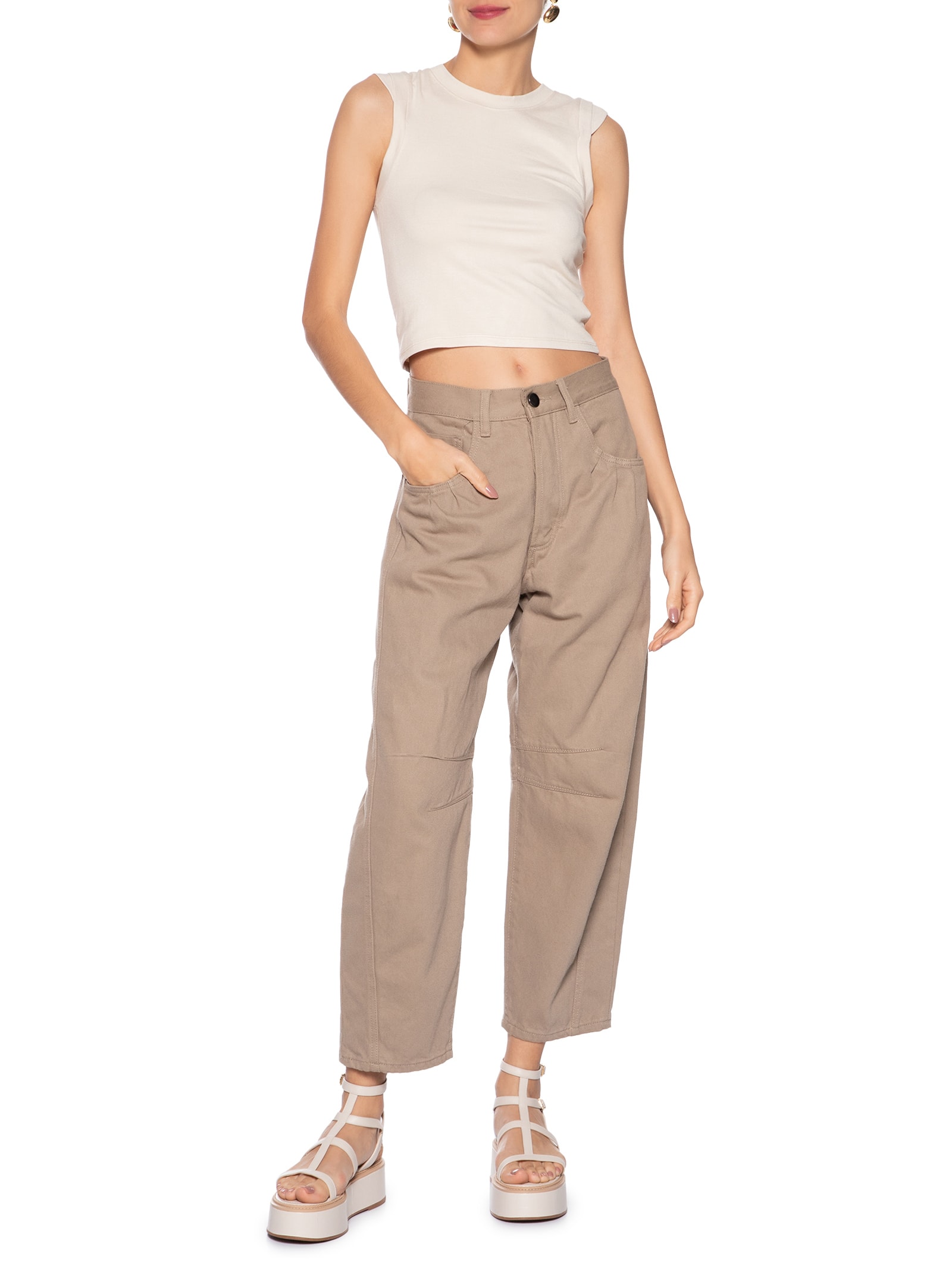 Blusa Feminina Manga Sobreposta Bege  Basiq