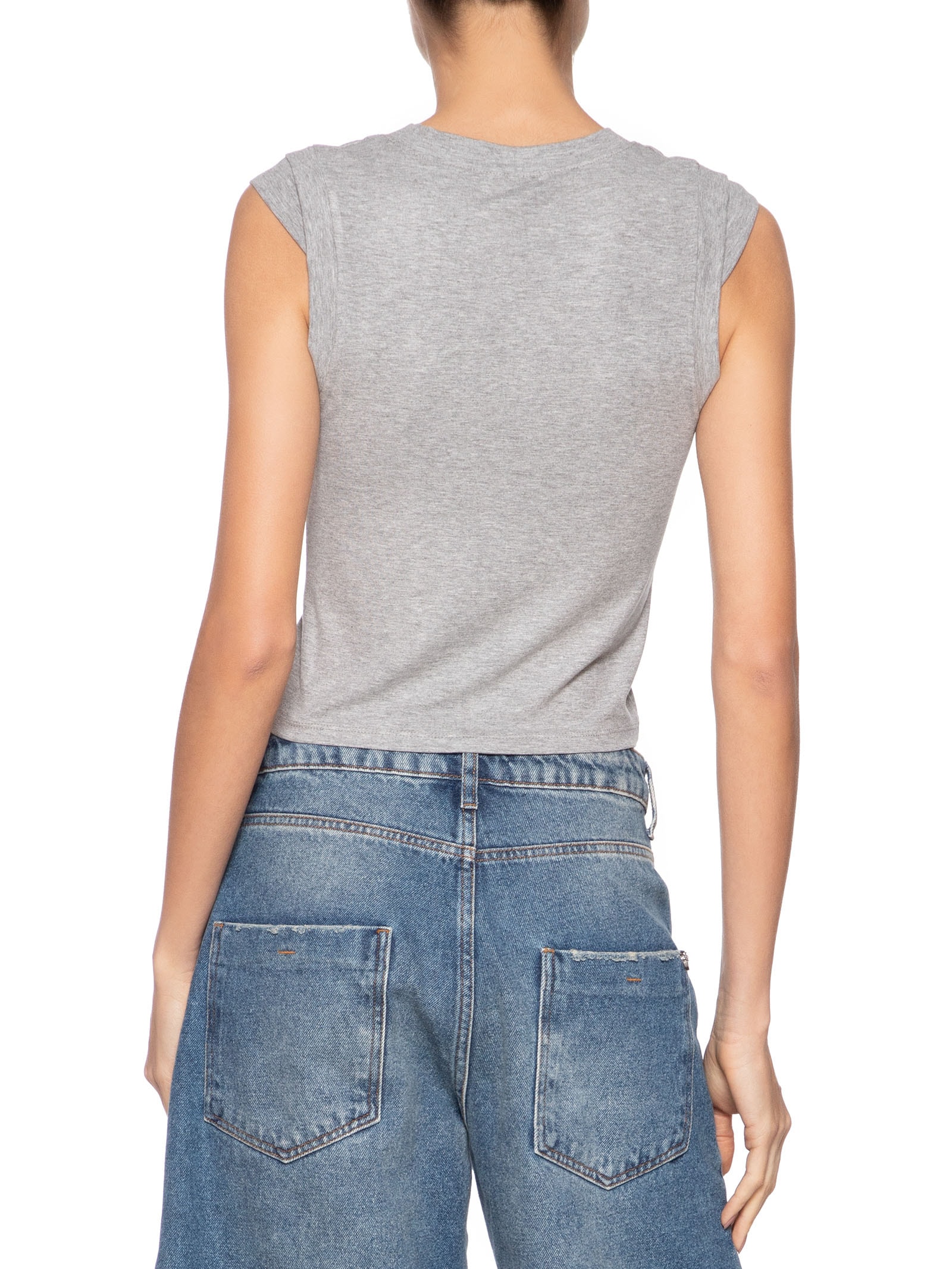 Blusa Feminina Manga Sobreposta Cinza  Basiq