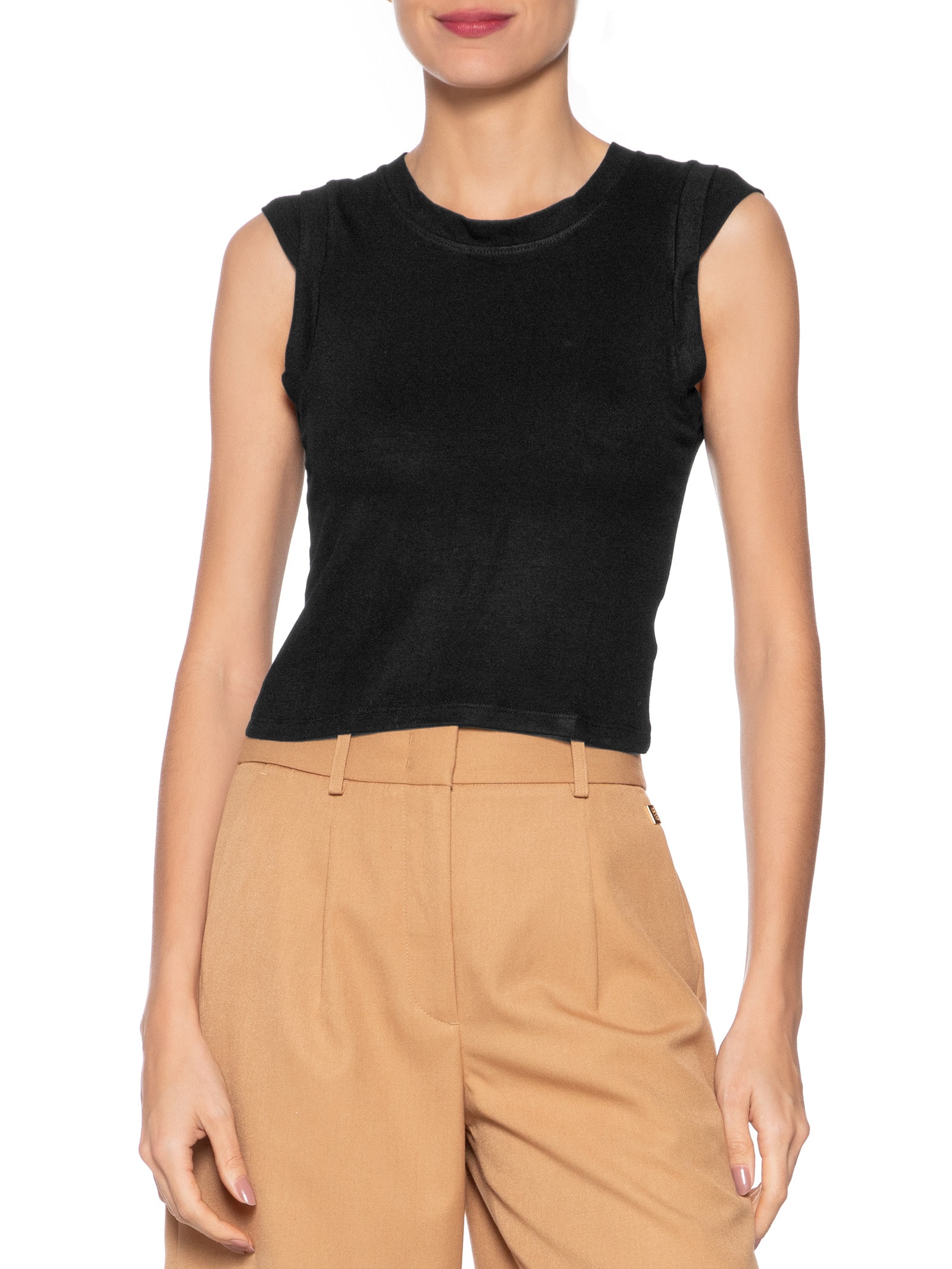 Blusa Feminina Manga Sobreposta Preto Basiq