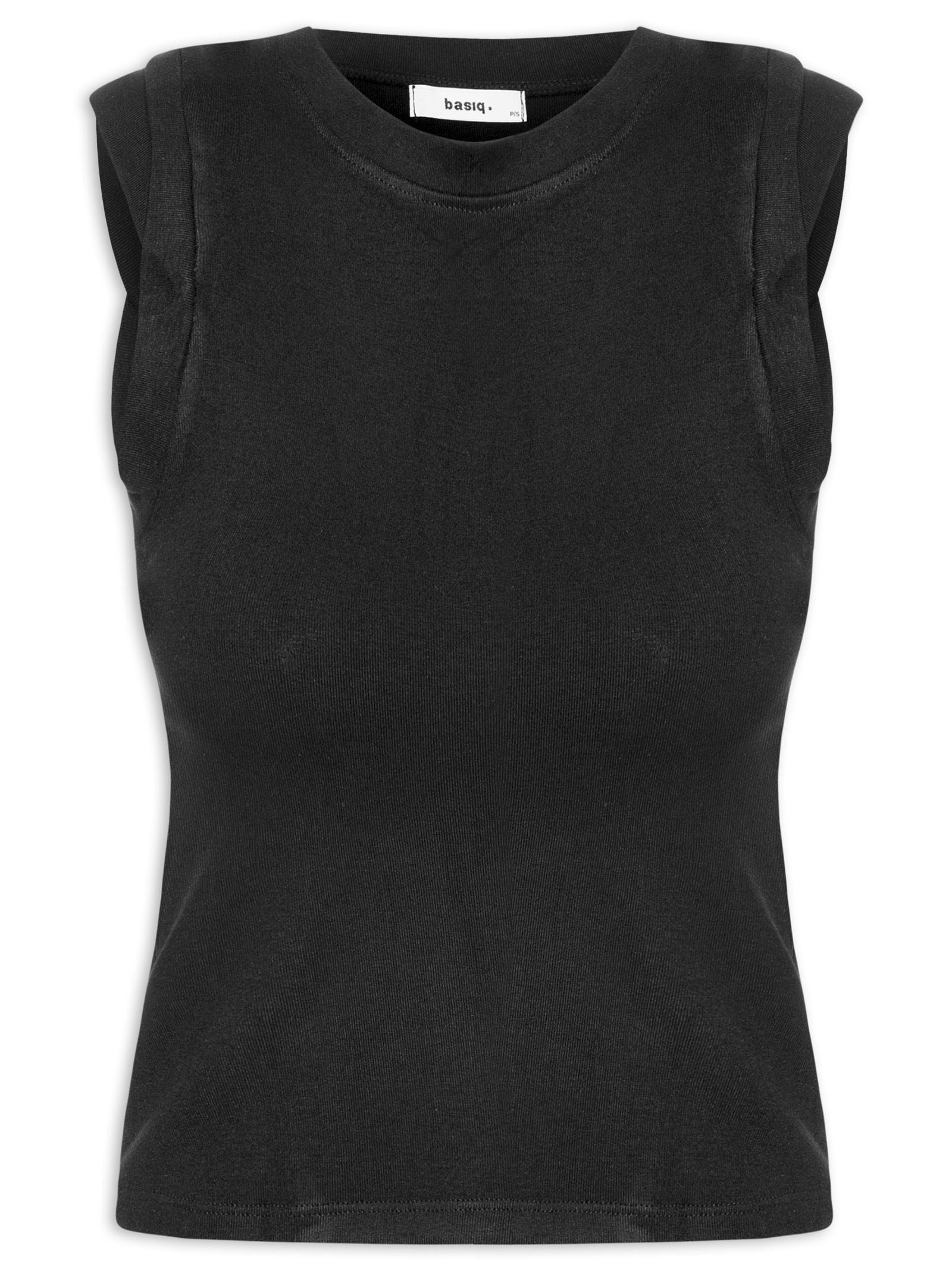 Blusa Feminina Manga Sobreposta Preto Basiq