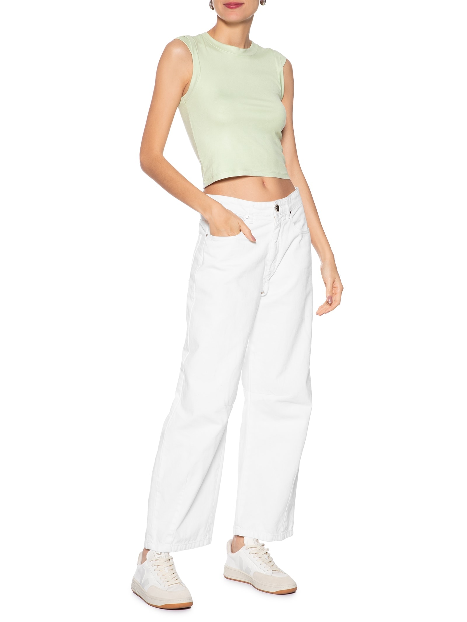 Blusa Feminina Manga Sobreposta Verde Basiq