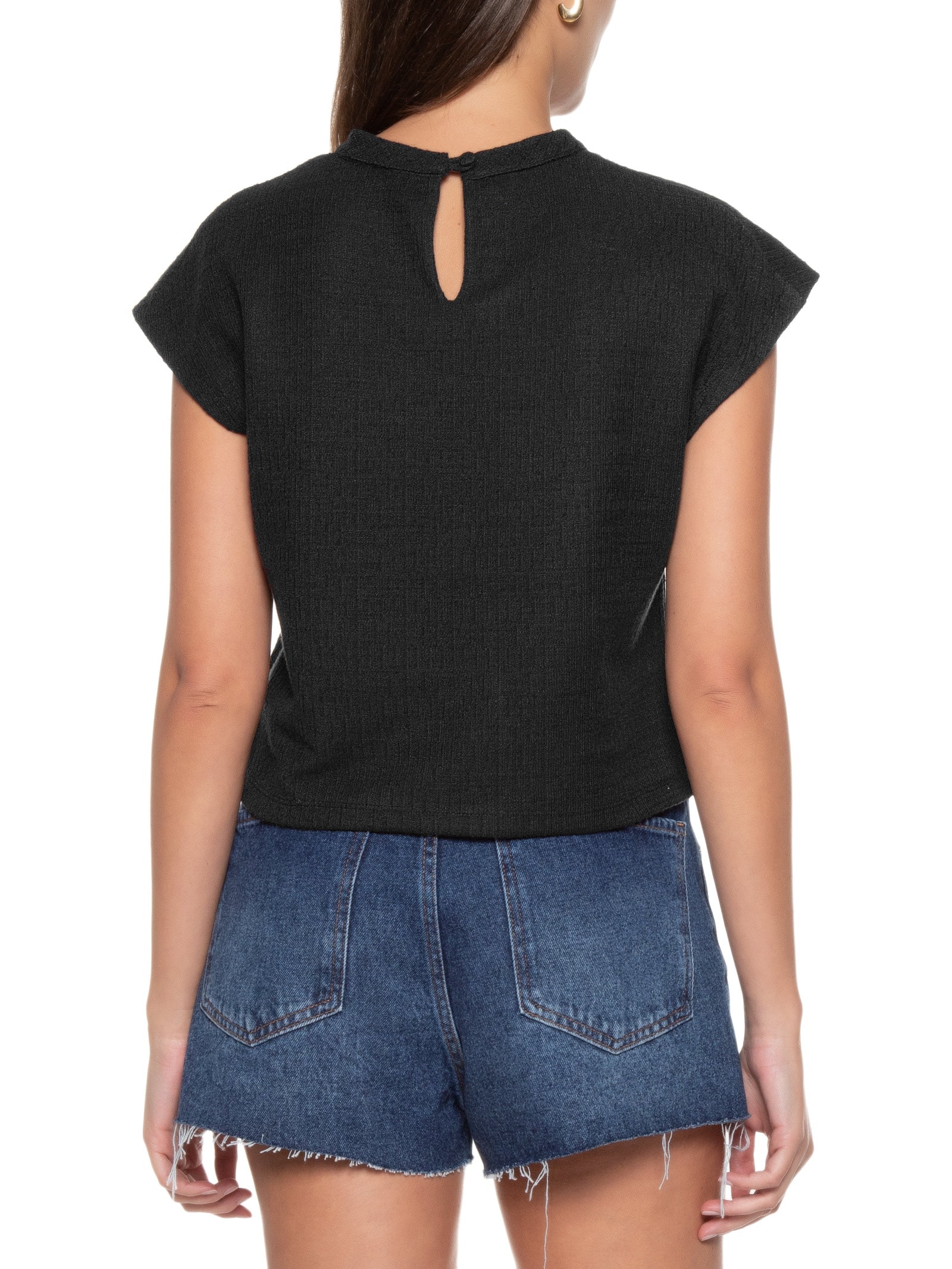 Blusa Feminina Mc Texturizada Preta Basiq