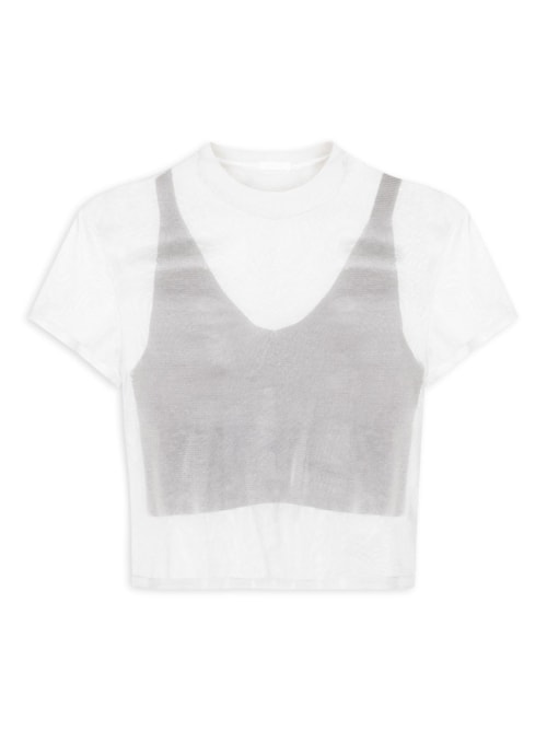 Blusa Feminina Mc Tricot Sobreposição – Branco