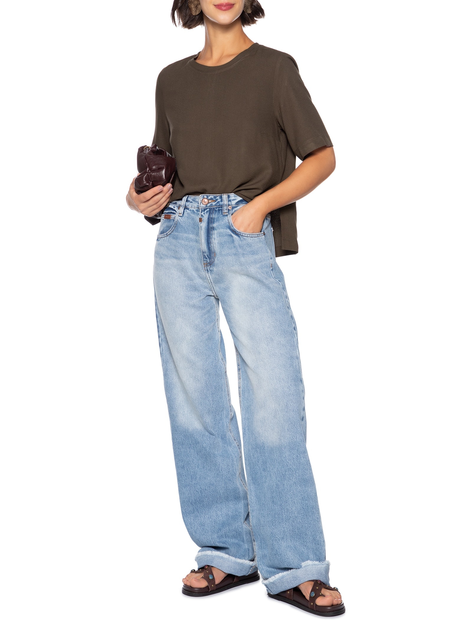 Blusa Feminina Meia Malha Marrom Hering