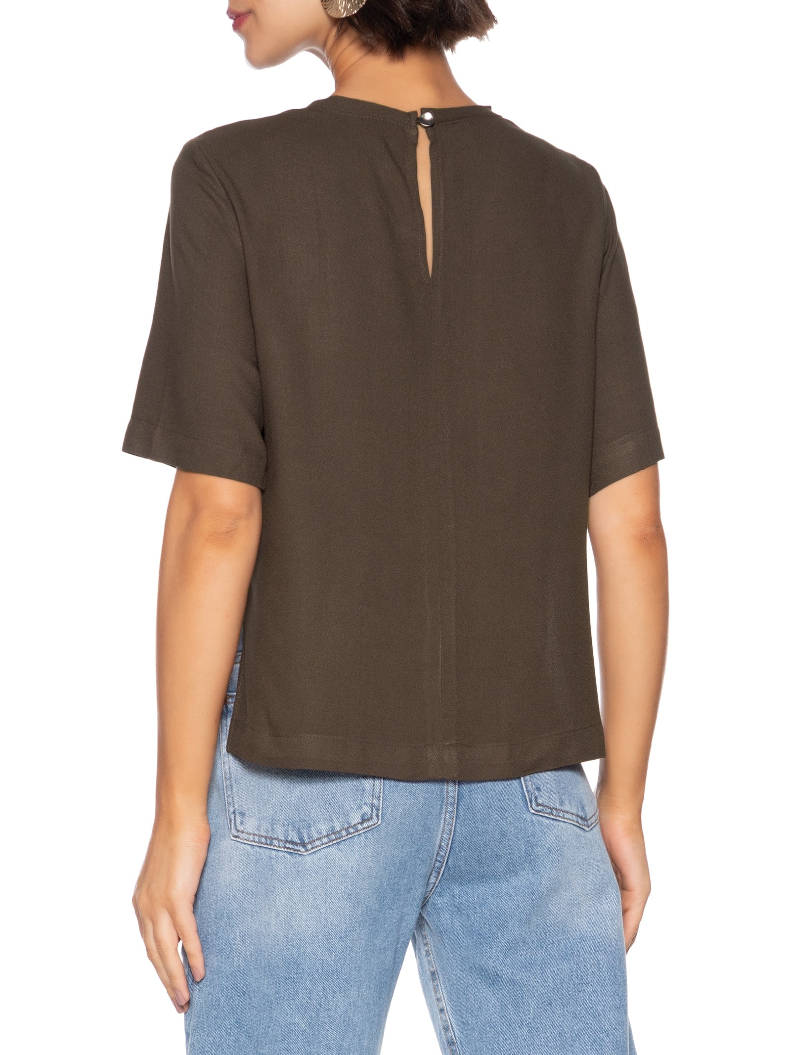 Blusa Feminina Meia Malha Marrom Hering