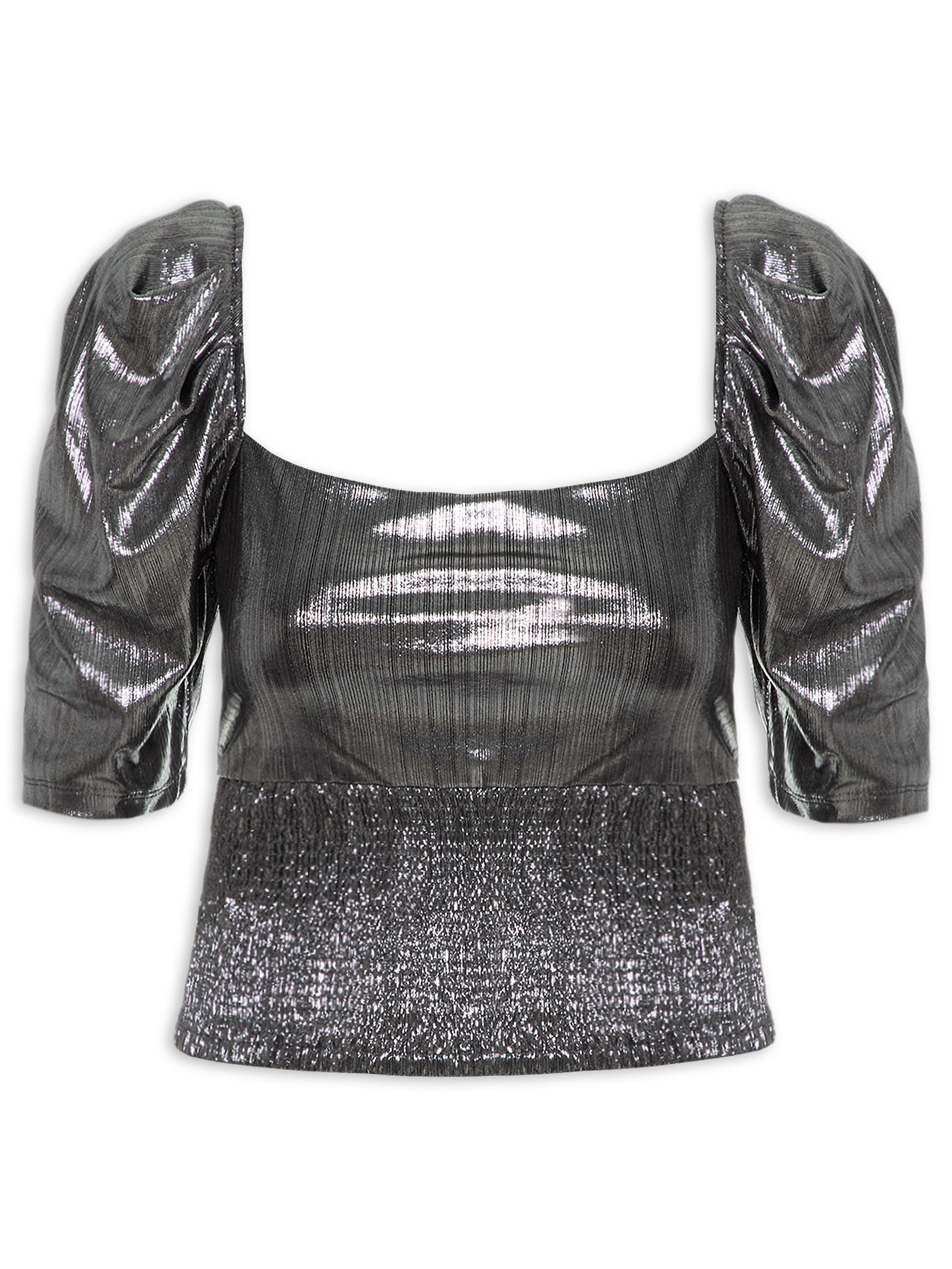 Blusa Feminina Metalizada Prata Colcci