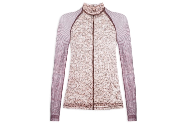 Blusa Feminina Mix Tule Pied De Poule - Marrom