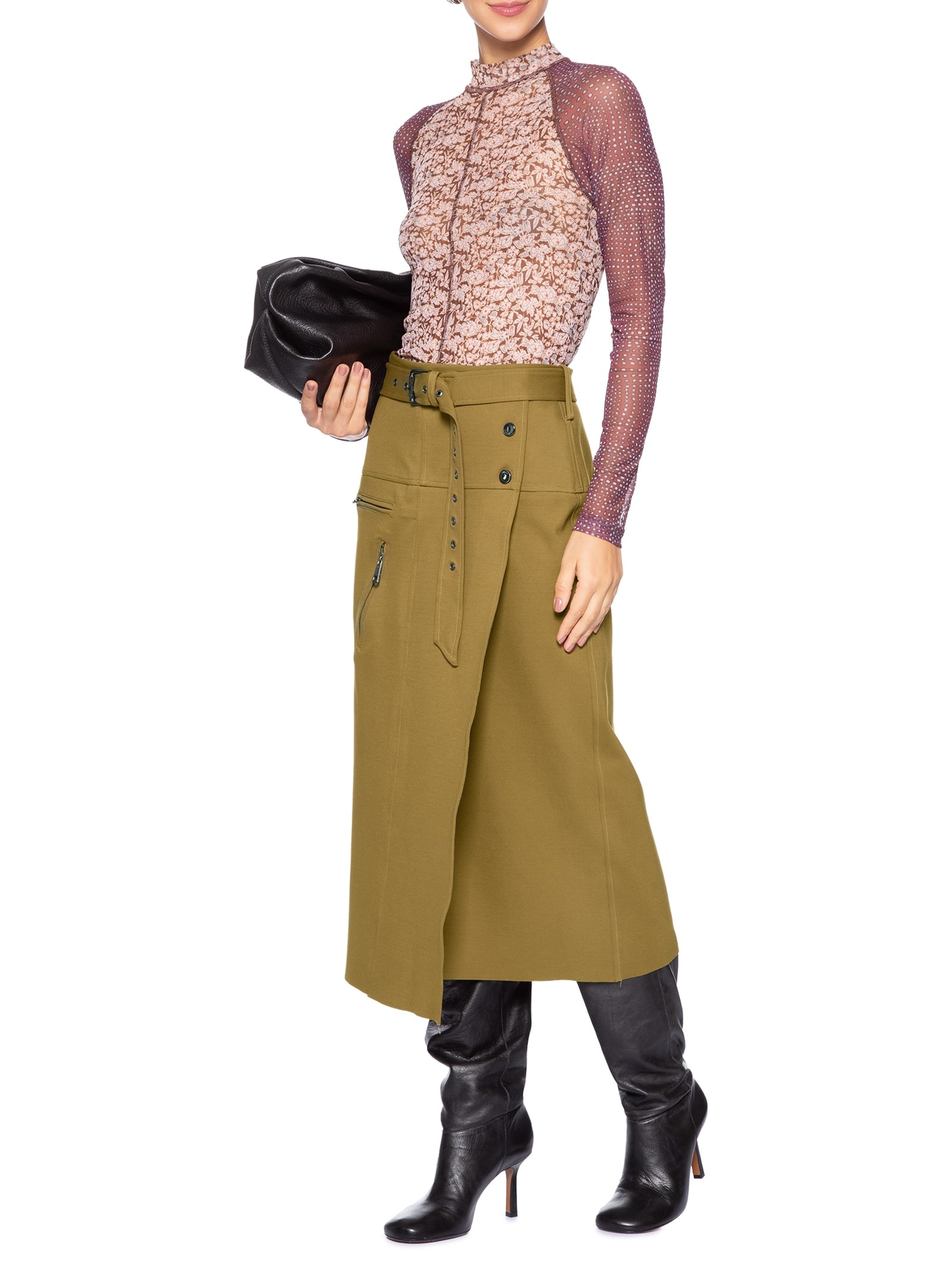 Blusa Feminina Mix Tule Pied De Poule Marrom Animale