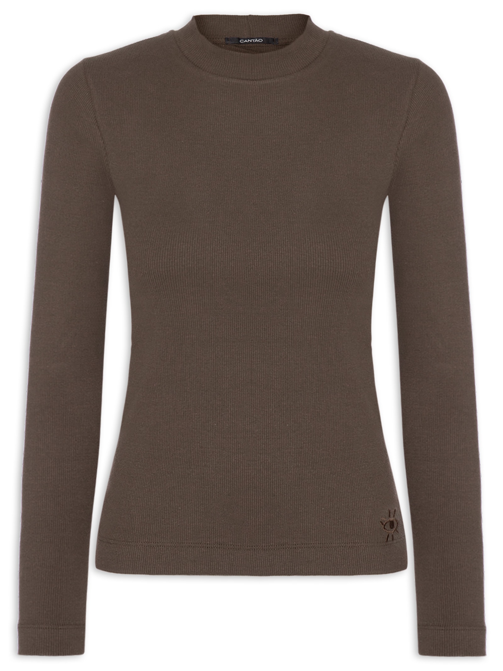 Blusa Feminina ML Rib com Elastano Marrom Cantão