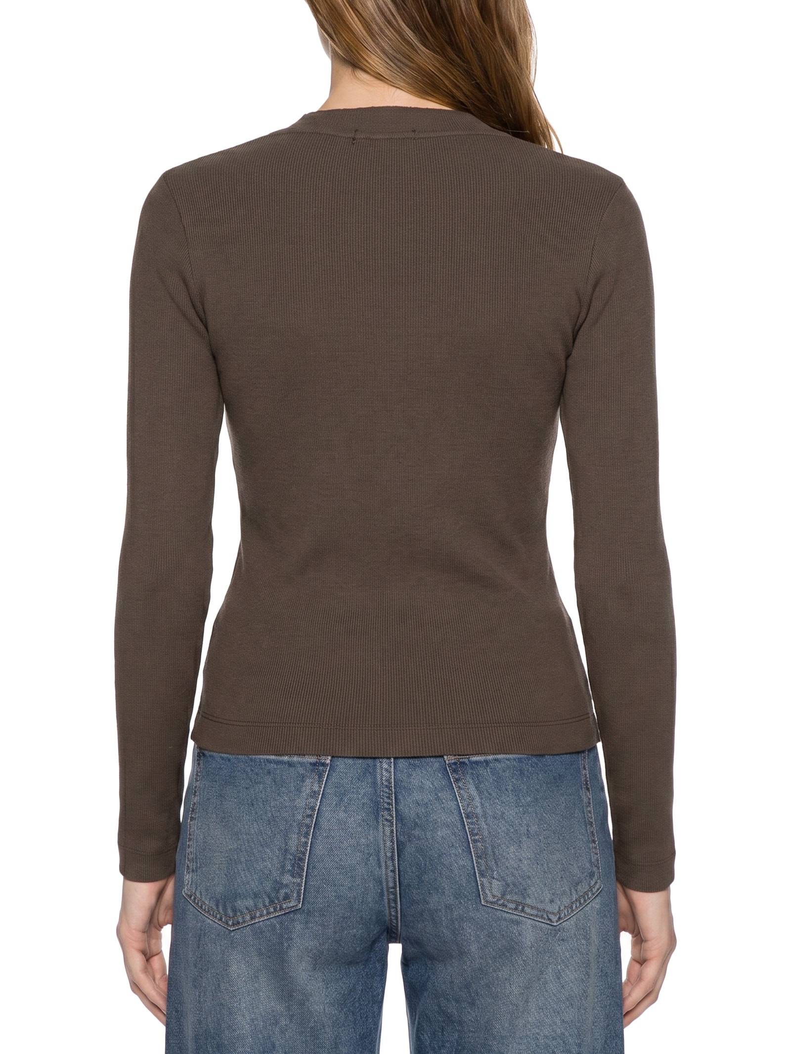 Blusa Feminina ML Rib com Elastano Marrom Cantão