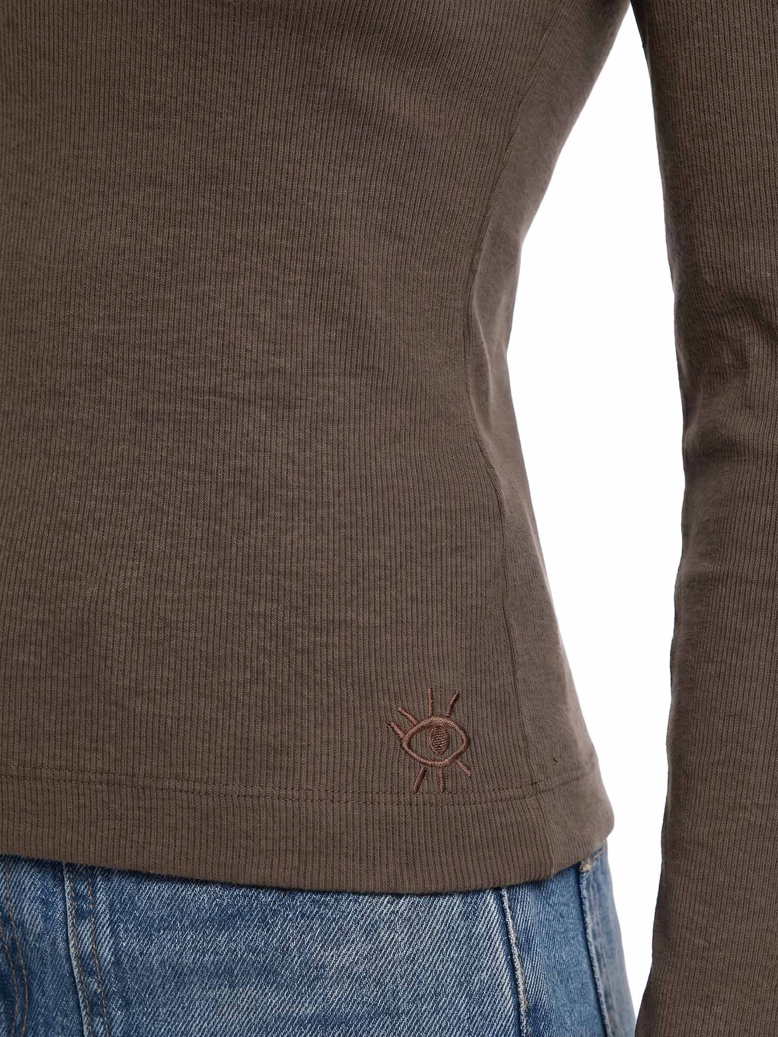 Blusa Feminina ML Rib com Elastano Marrom Cantão