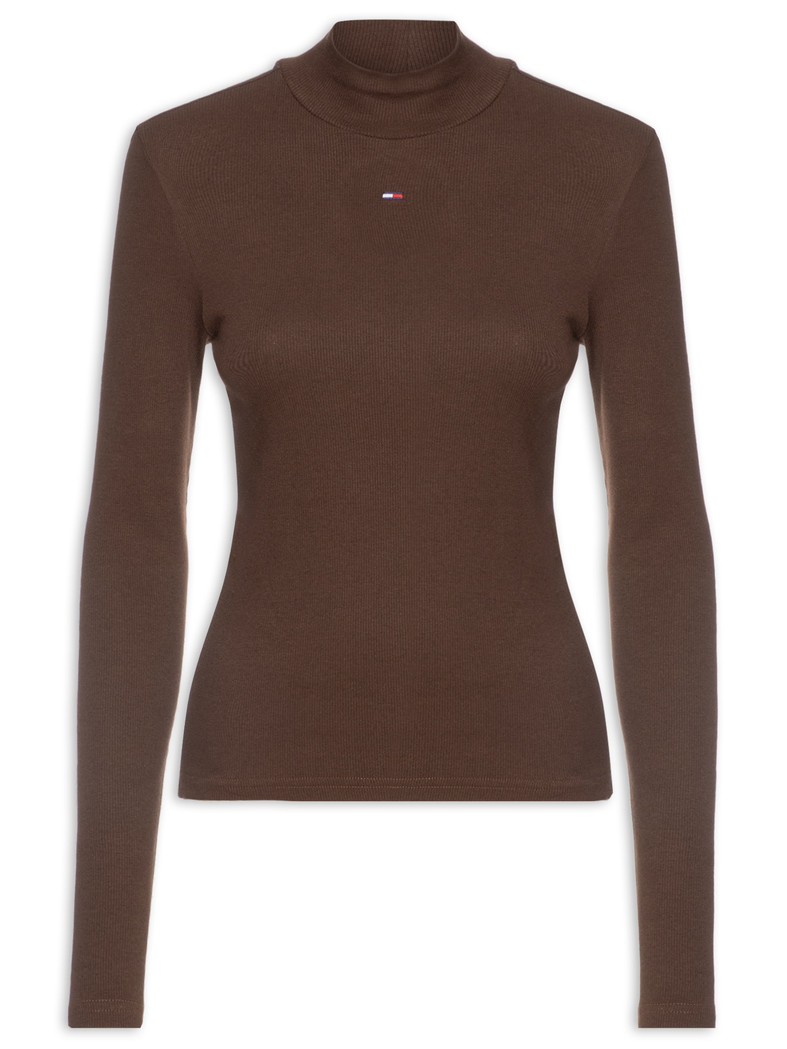 Blusa Feminina Mock Neck Marrom Tommy Jeans