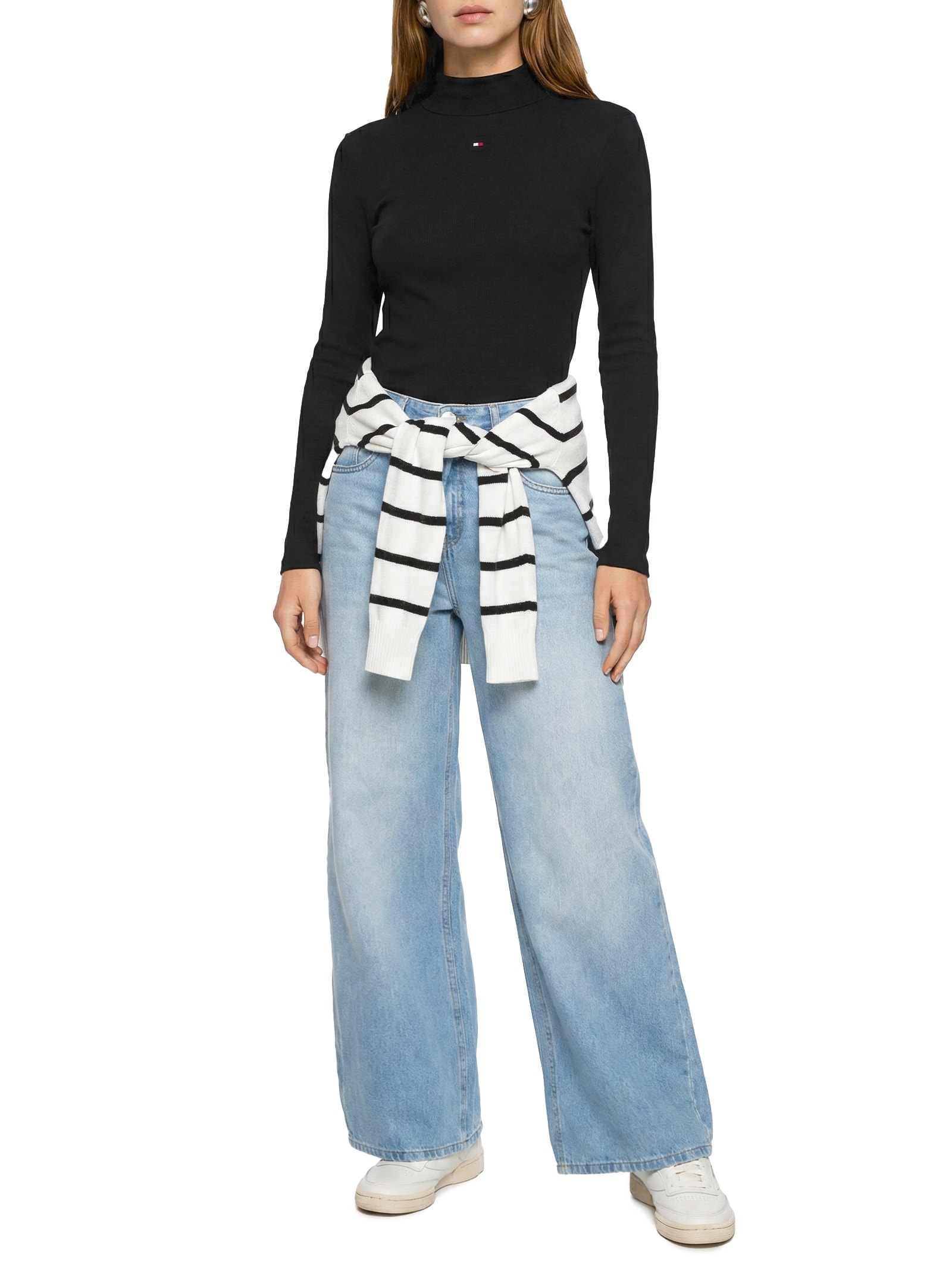 Blusa Feminina Mock Neck Preto Tommy Jeans