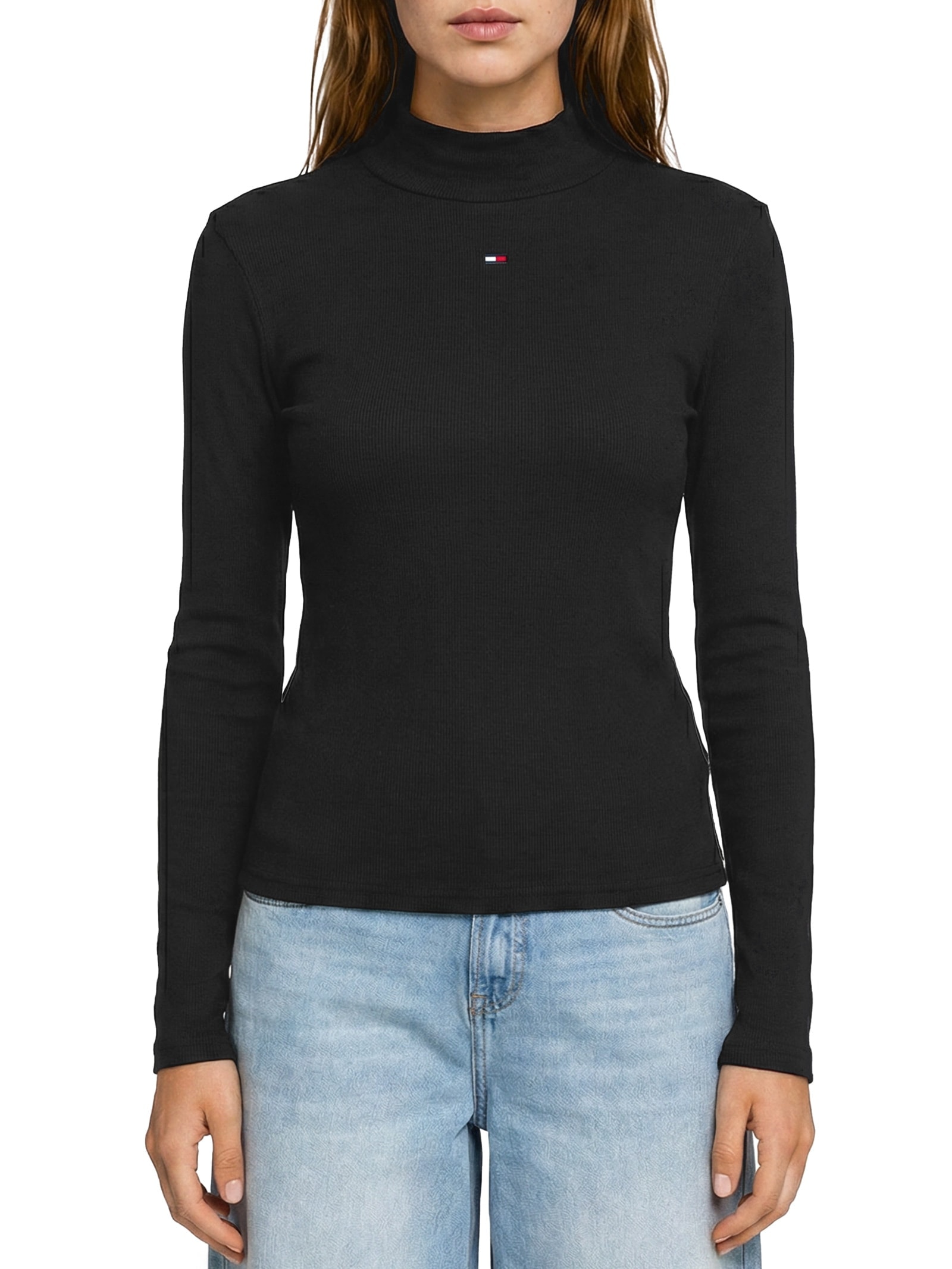 Blusa Feminina Mock Neck Preto Tommy Jeans