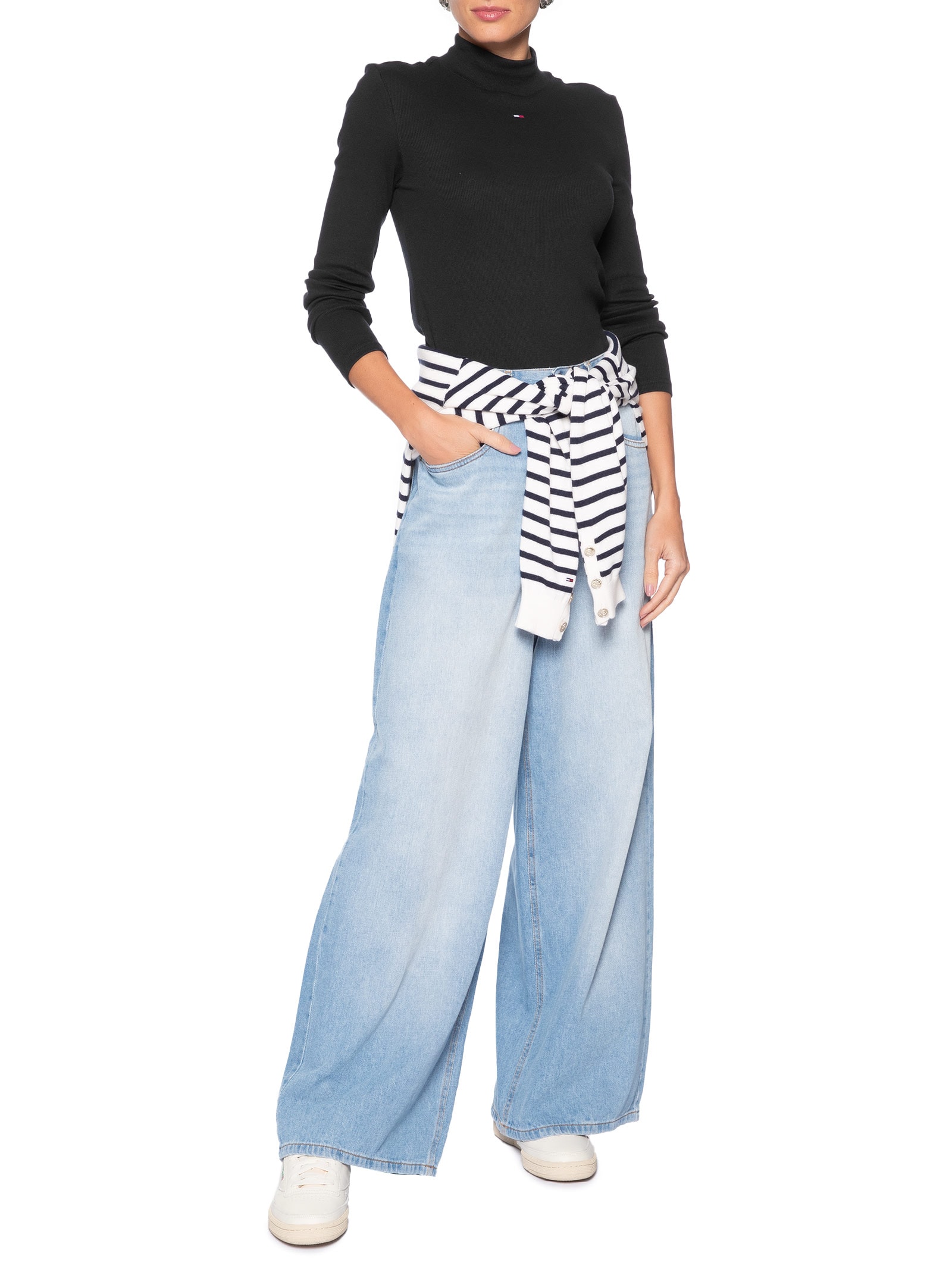 Blusa Feminina Mock Neck Preto Tommy Jeans