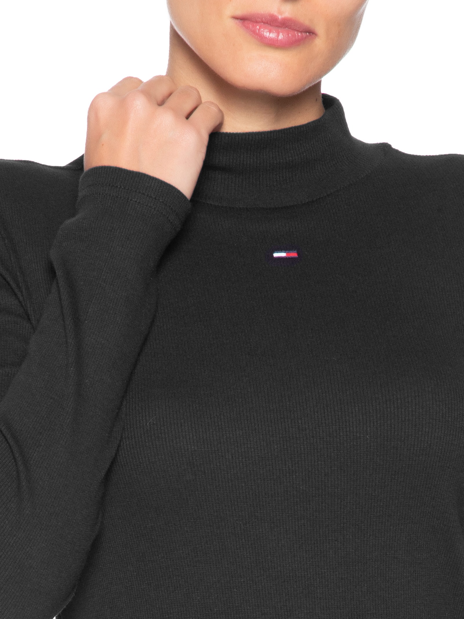 Blusa Feminina Mock Neck Preto Tommy Jeans