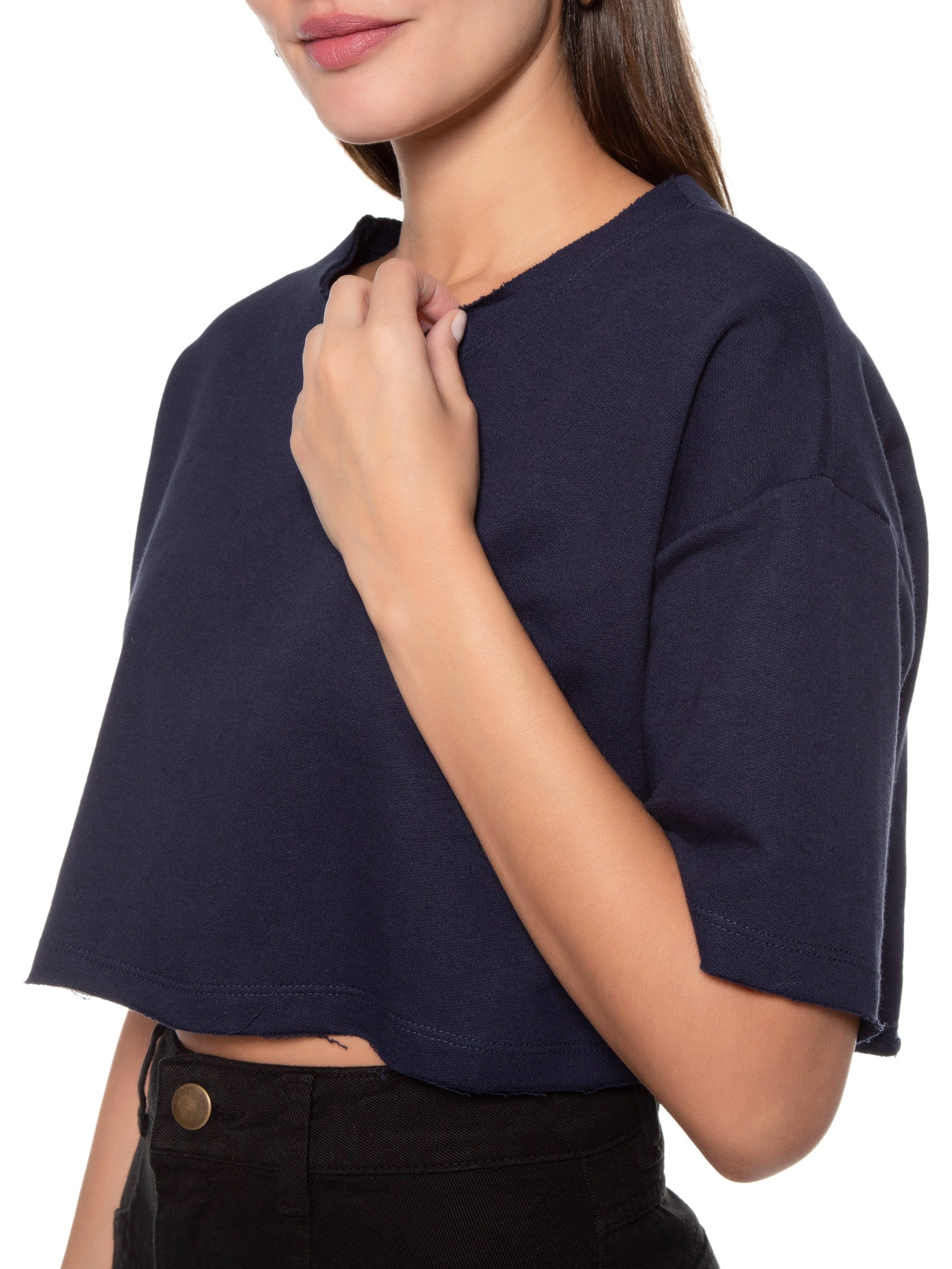 Blusa Feminina Moletinho Básica Azul Basiq