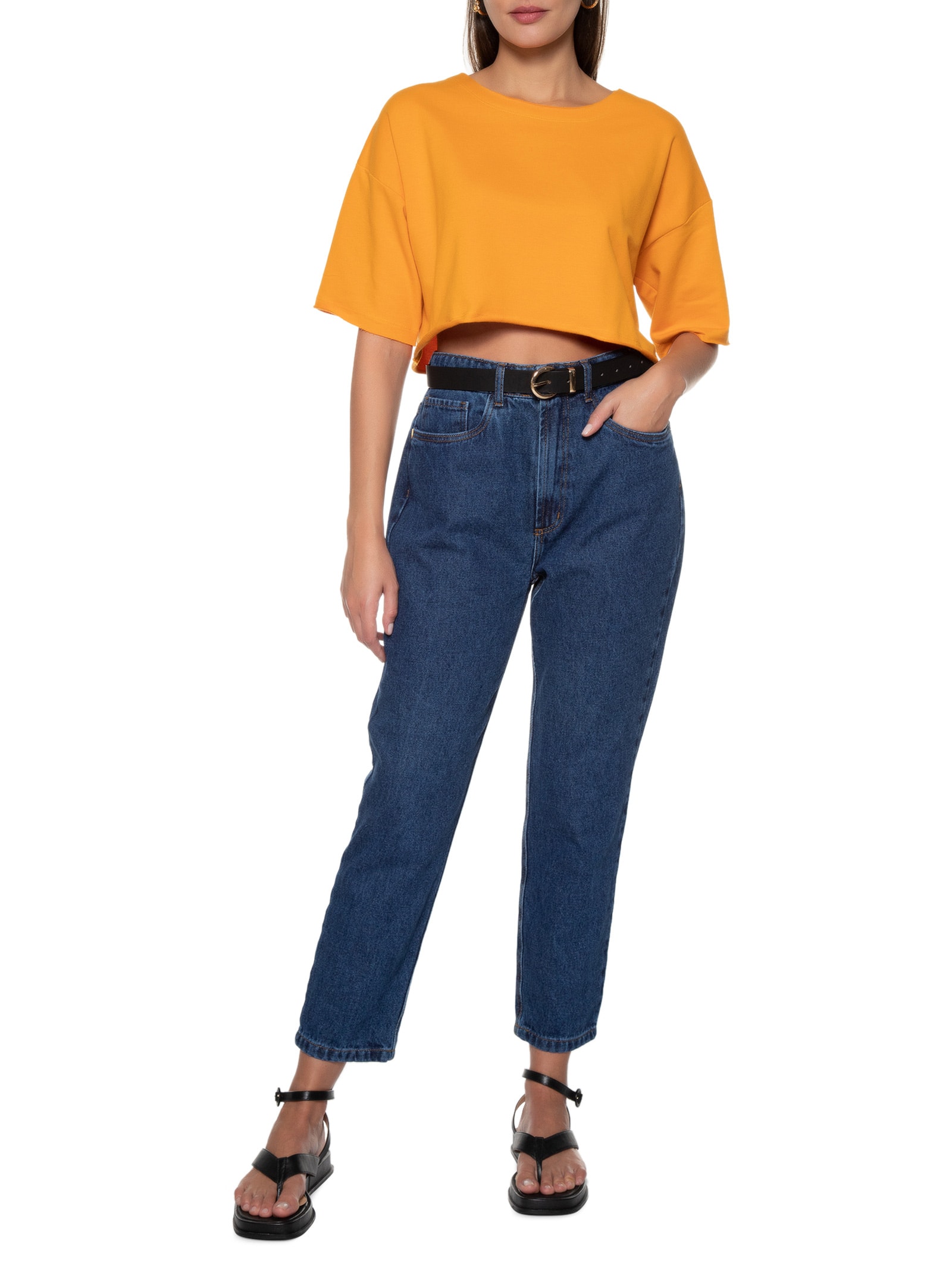 Blusa Feminina Moletinho Básica  Laranja Basiq