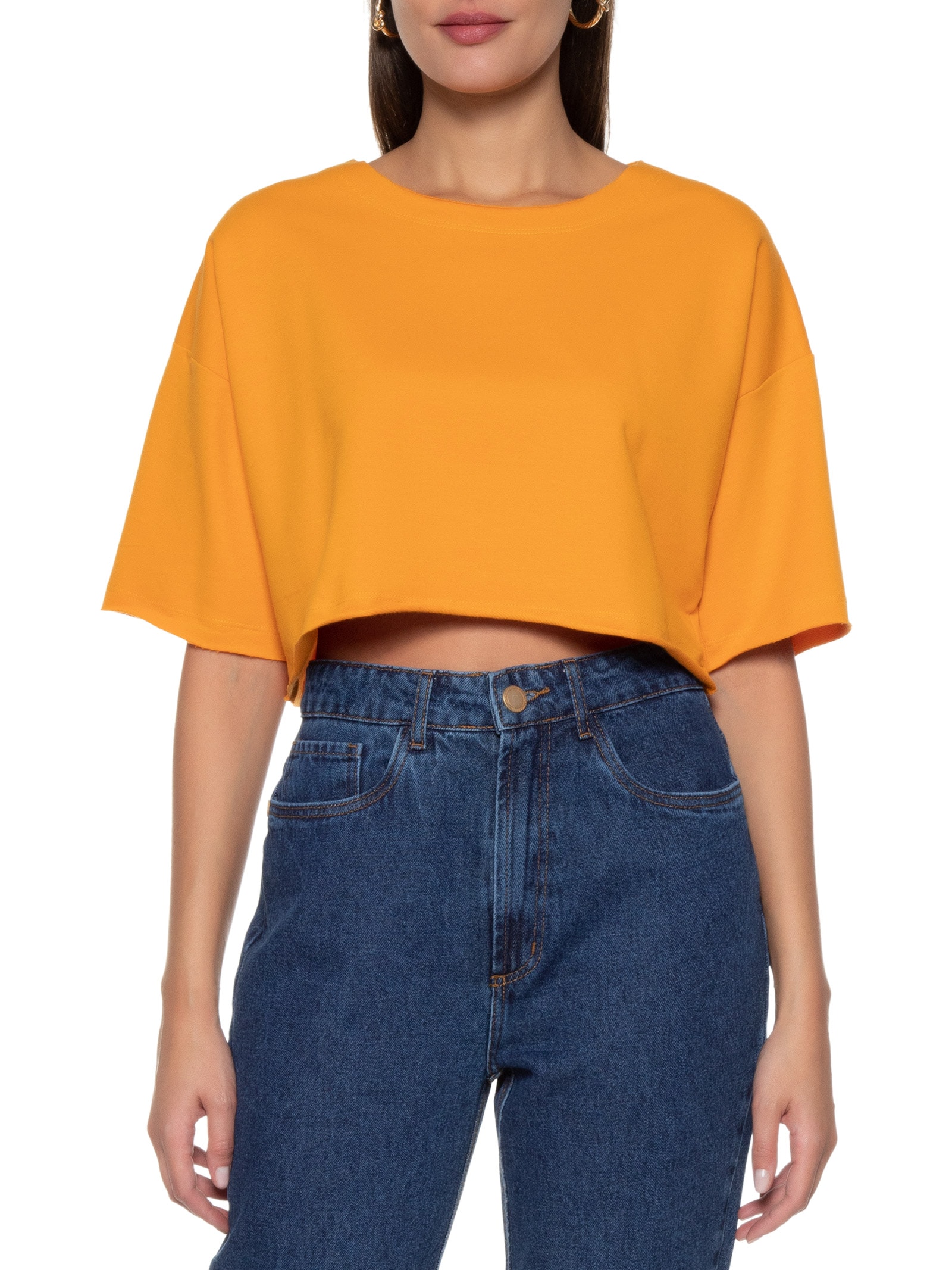 Blusa Feminina Moletinho Básica  Laranja Basiq