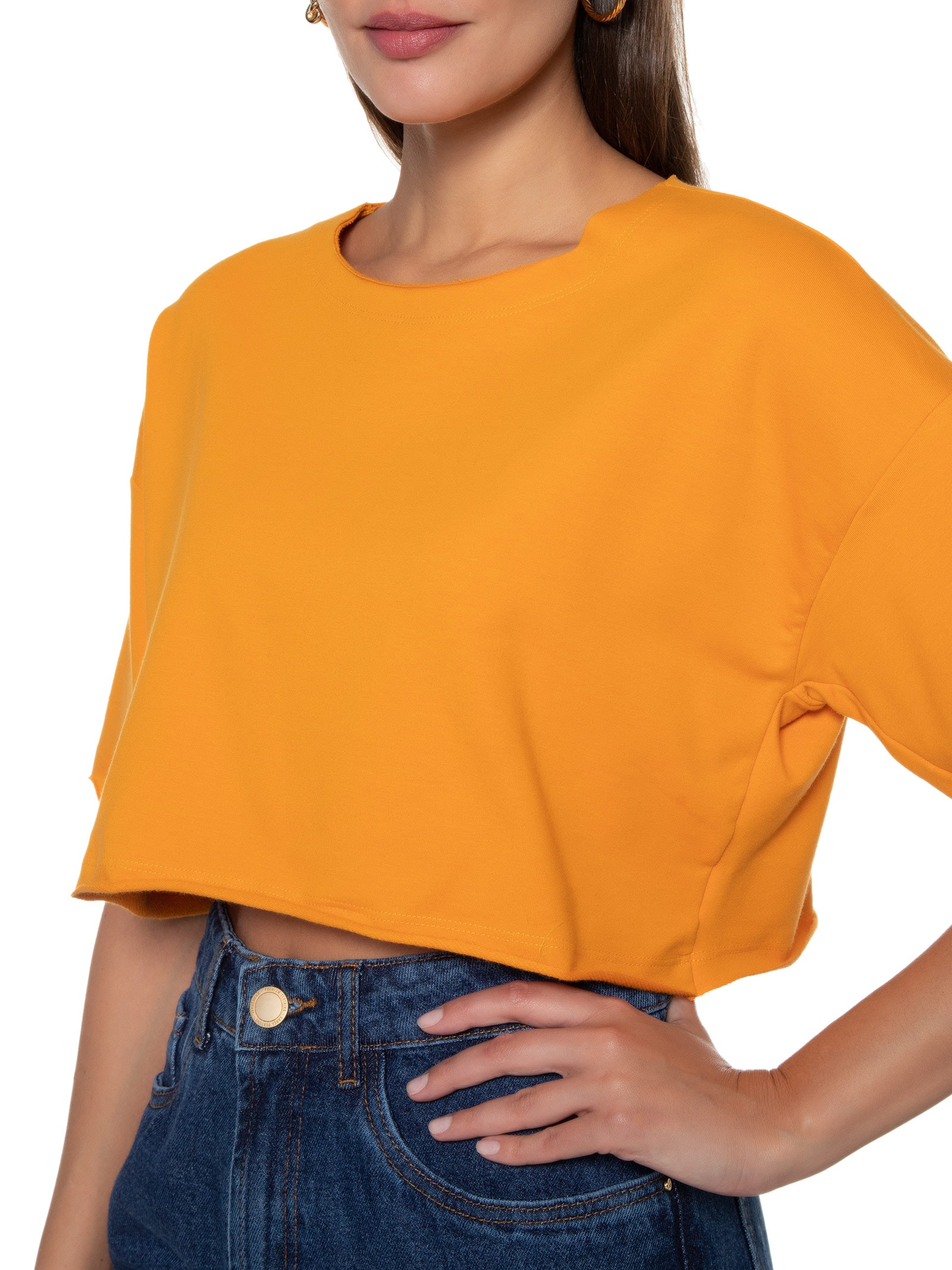 Blusa Feminina Moletinho Básica  Laranja Basiq