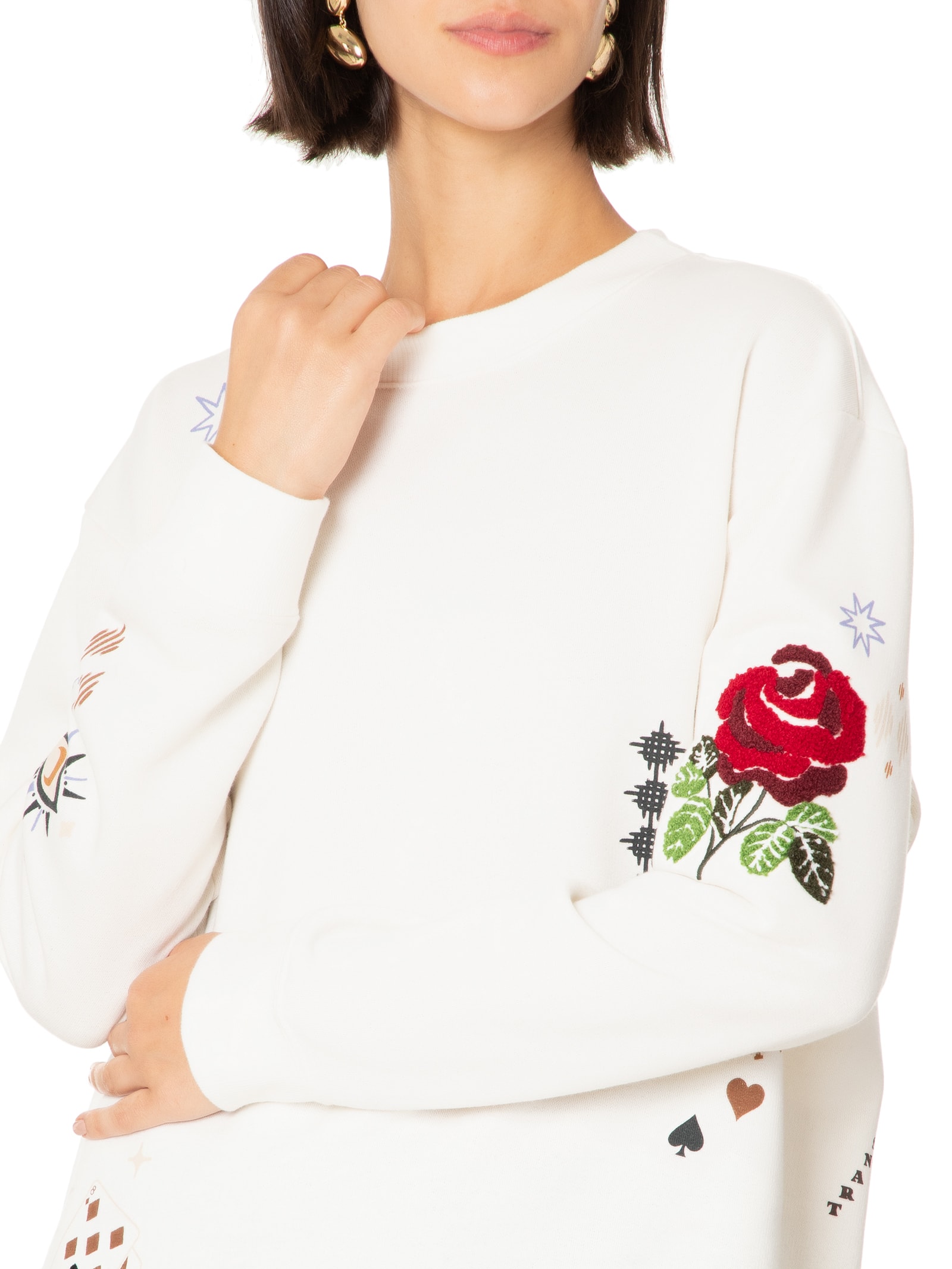 Cantão Blusa Feminina Moletom Bordado Mística Off White