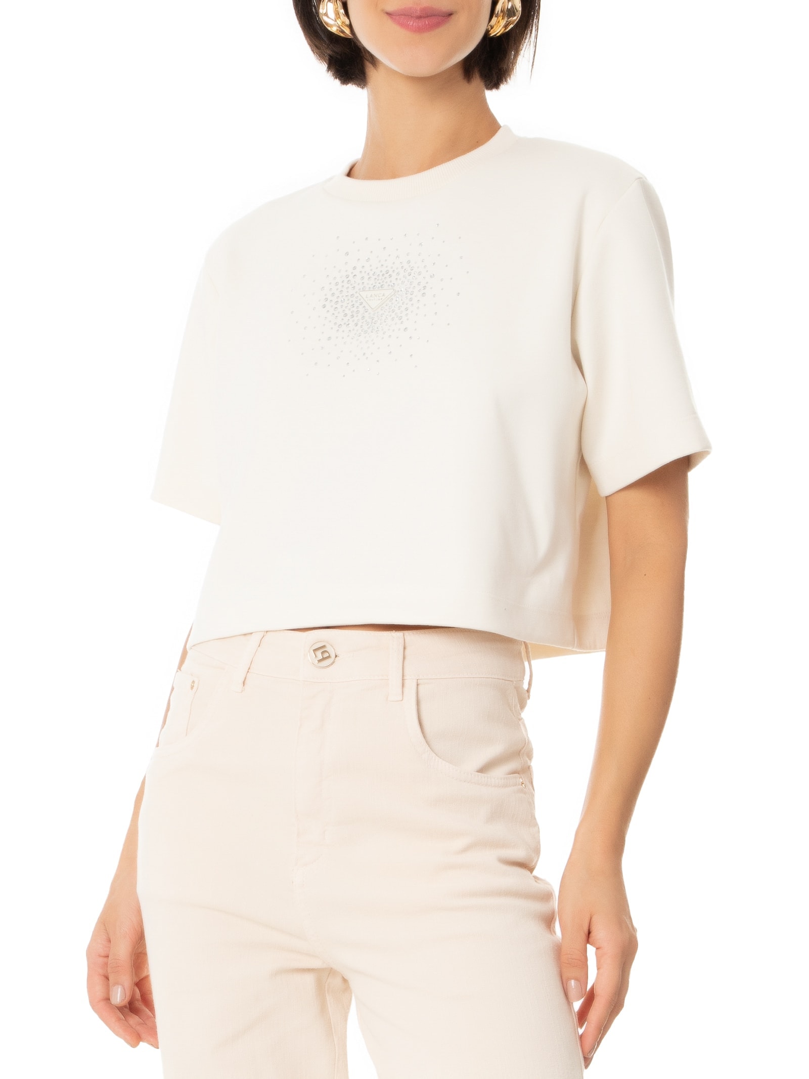 Blusa Feminina Moletom com Aplicação Branco Lança Perfume