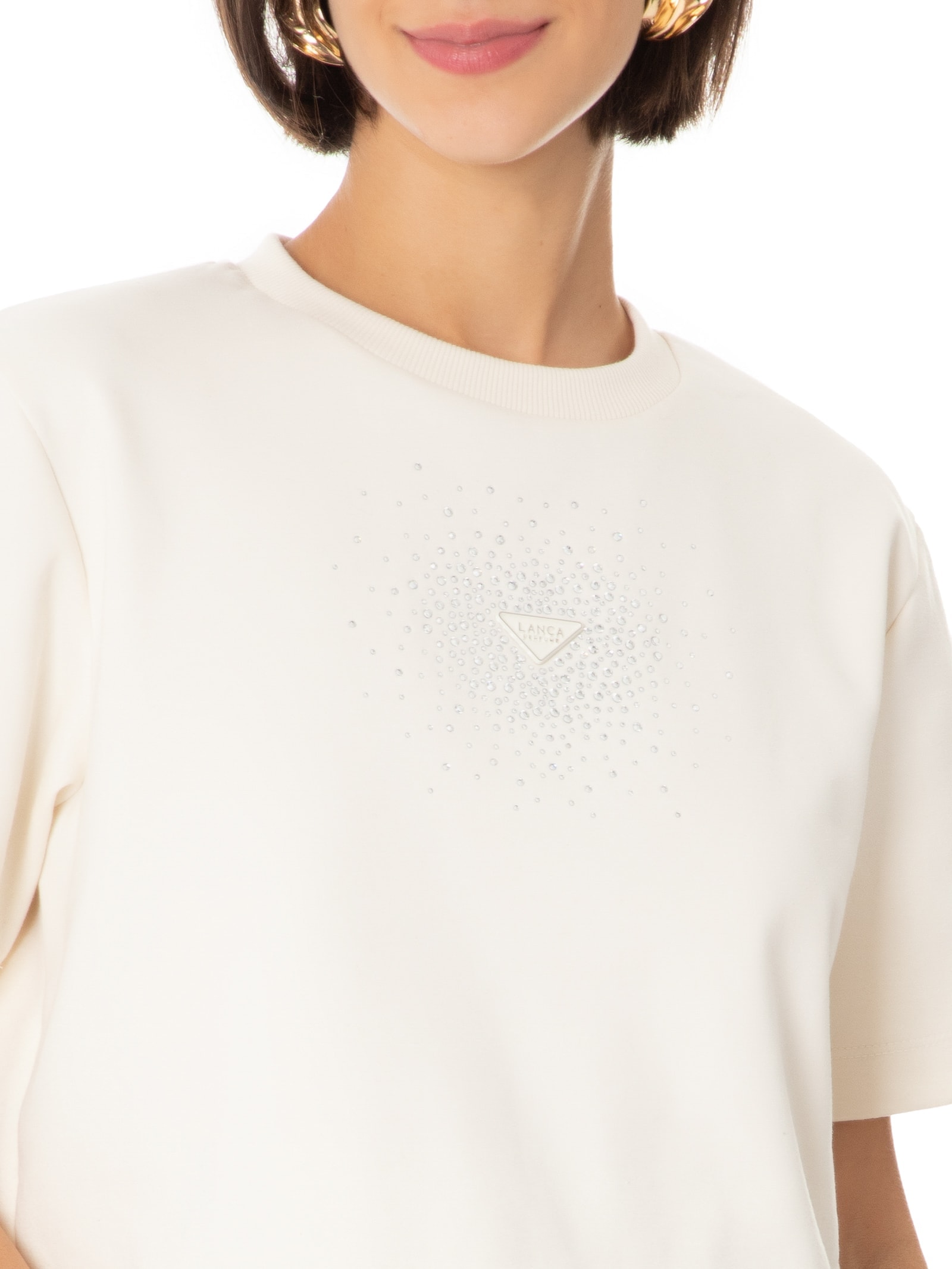 Blusa Feminina Moletom com Aplicação Branco Lança Perfume