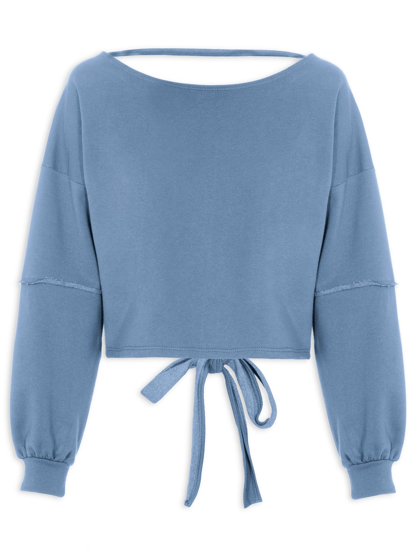 Blusa Feminina Moletom Costa Aberta Decote Canoa Azul Basiq