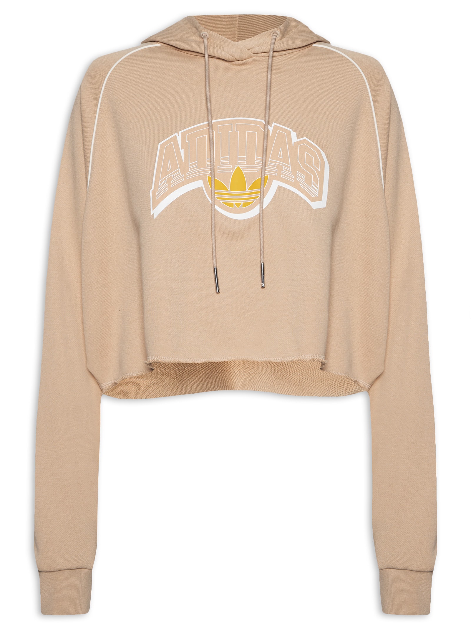 Adidas Originals Blusa Feminina Moletom Cs Cropped Com Capuz Bege