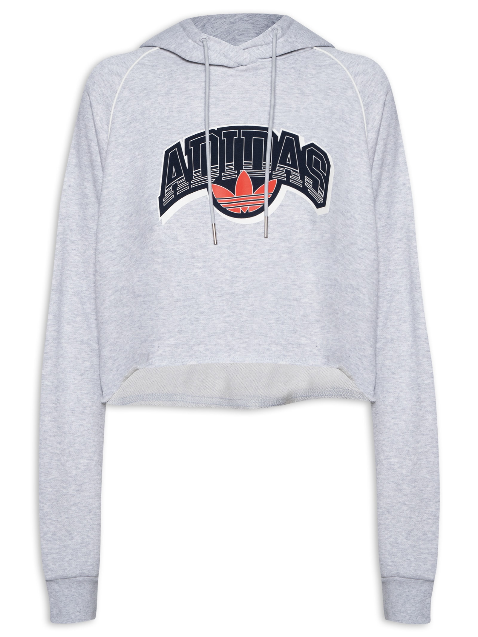Adidas Originals - Blusa Feminina Moletom Cs Cropped Com Capuz - Cinza
