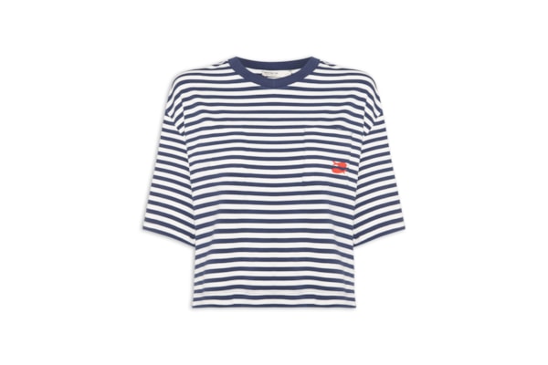 Blusa Feminina Moletom Estampa Listra Com Bordado  – Azul