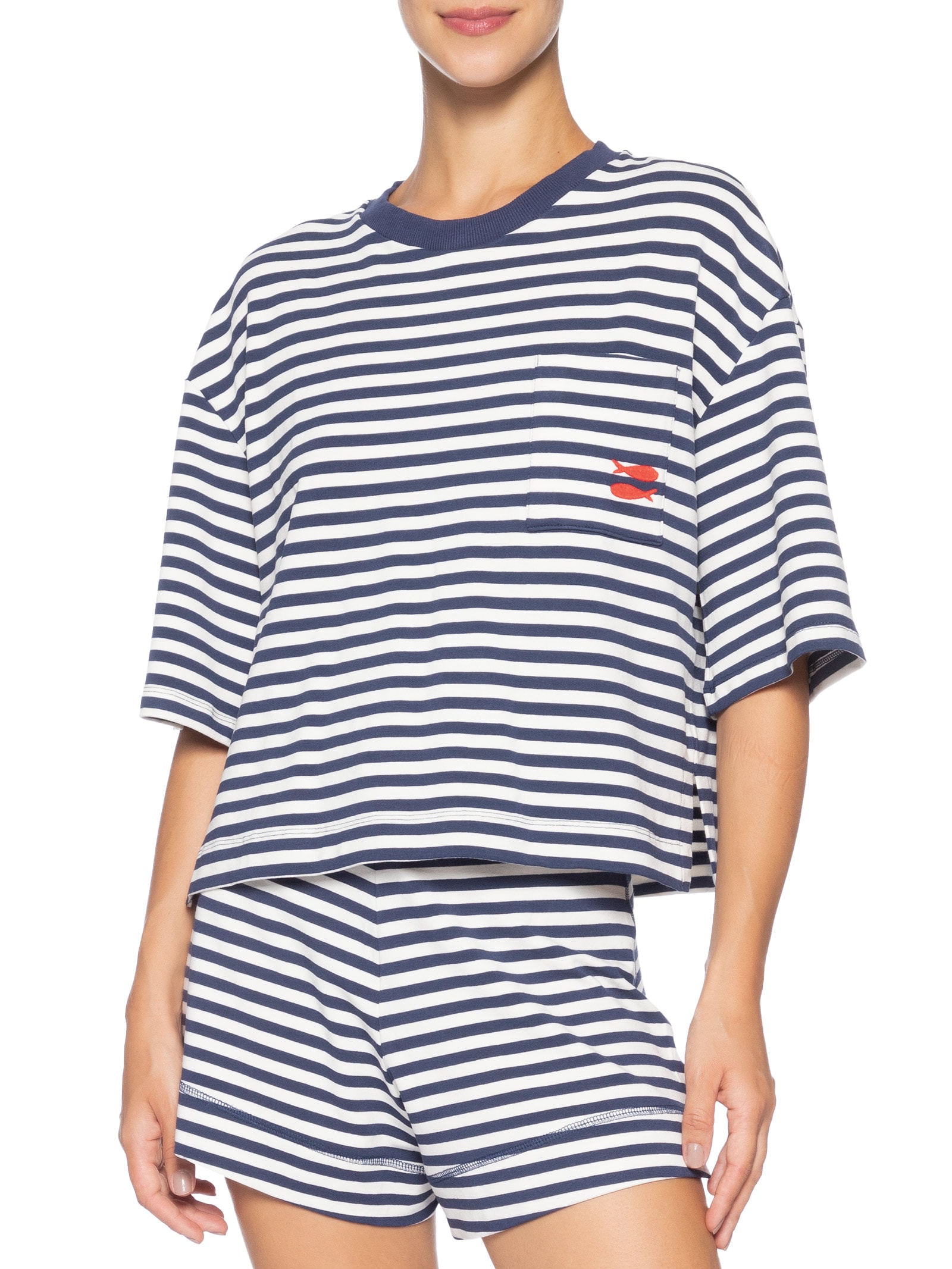 Blusa Feminina Moletom Estampa Listra Com Bordado  – Azul Dress To