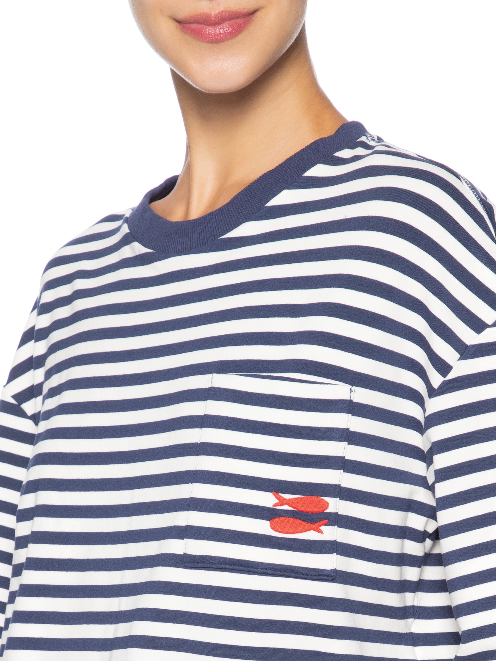Blusa Feminina Moletom Estampa Listra Com Bordado  – Azul Dress To