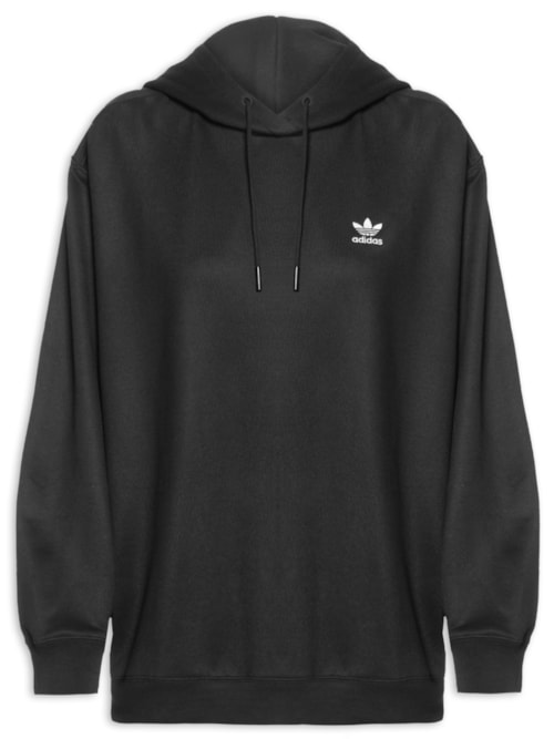 Blusa Feminina Moletom Trefoil Com Capuz – Preto