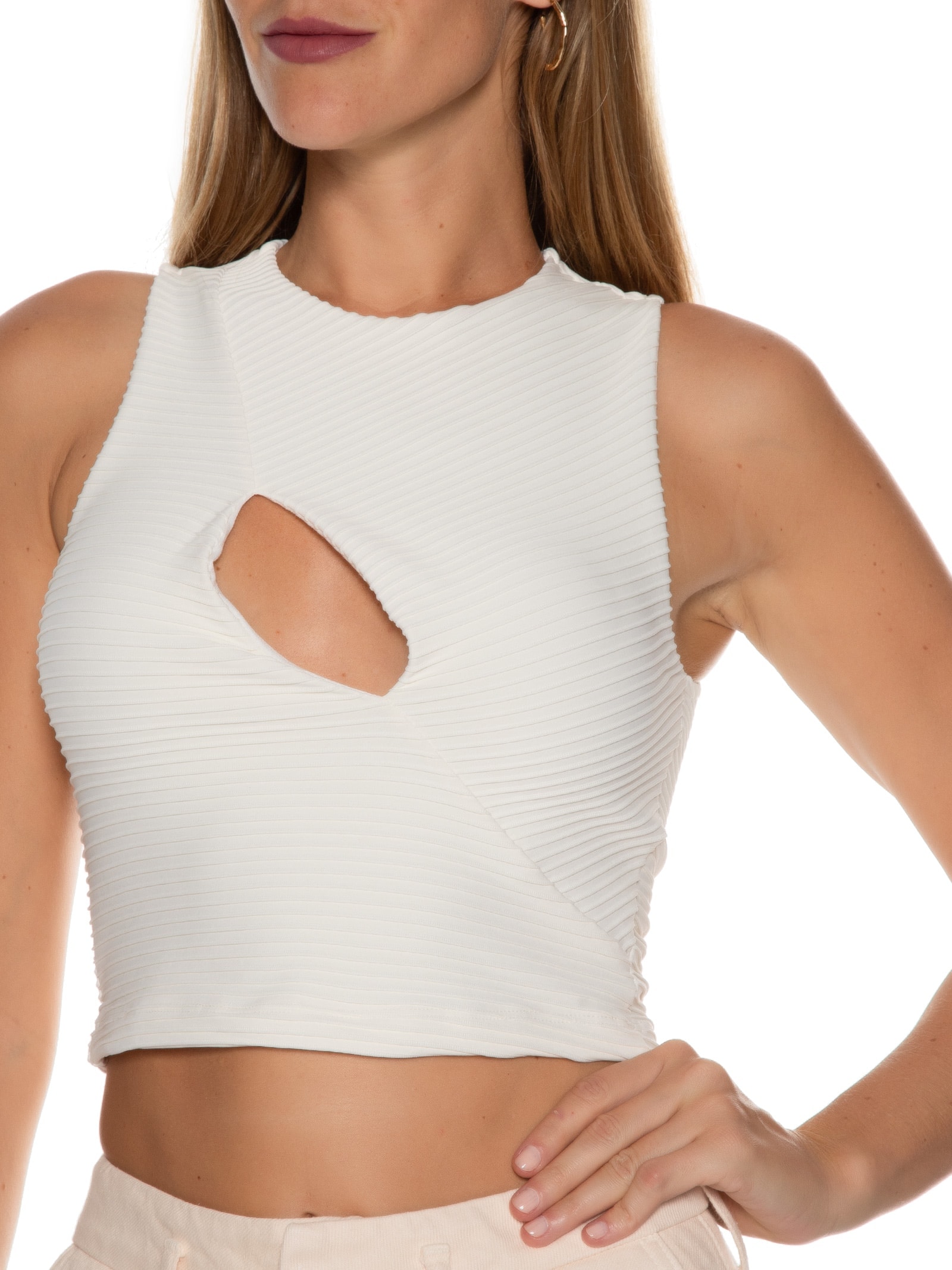 Blusa Feminina Nervuras Off White Colcci