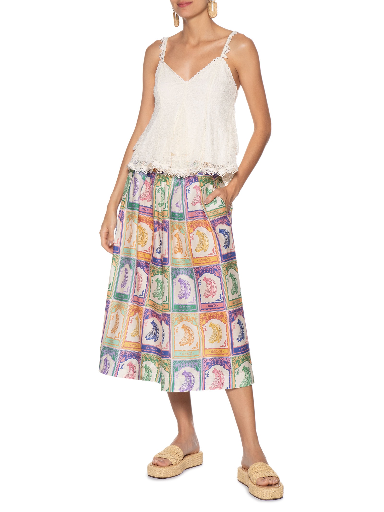 Blusa Feminina Nesgas Rendada Branco Farm