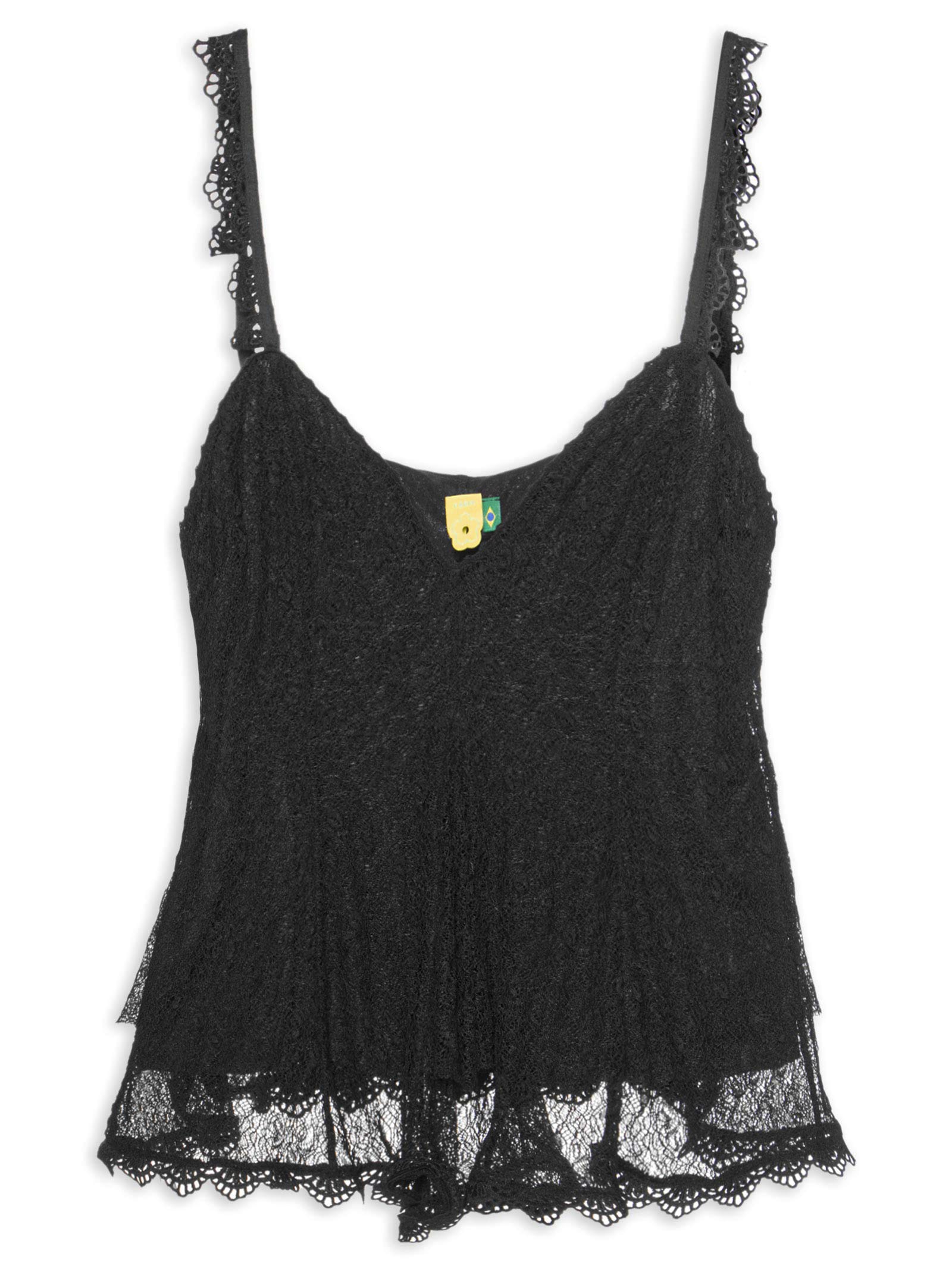 Blusa Feminina Nesgas Rendada Preto Farm