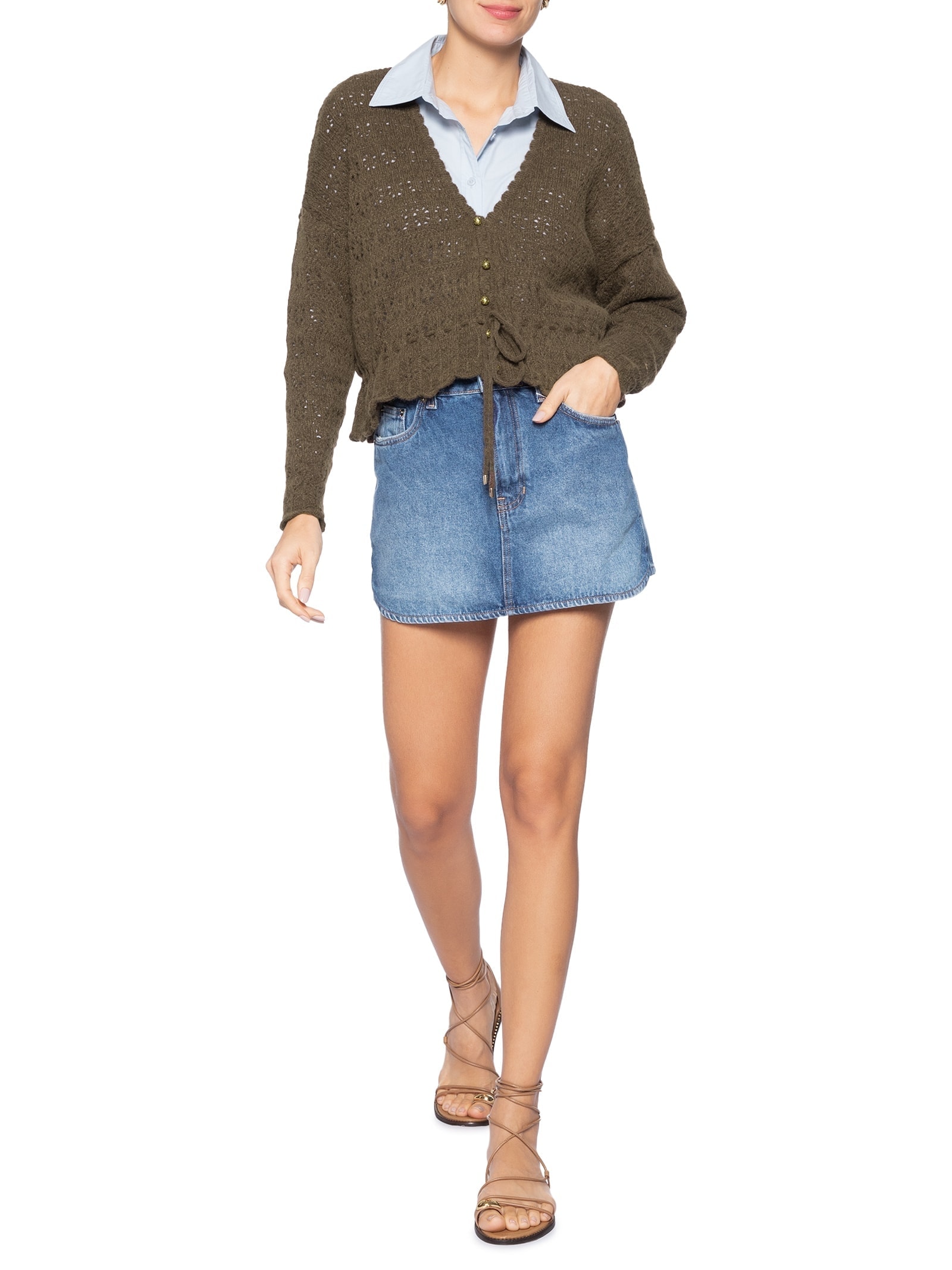 Blusa Feminina Norah Decote V Marrom Le Lis