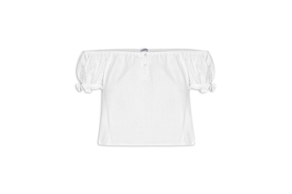 Blusa Feminina Ombro A Ombro Com Botões - Branco