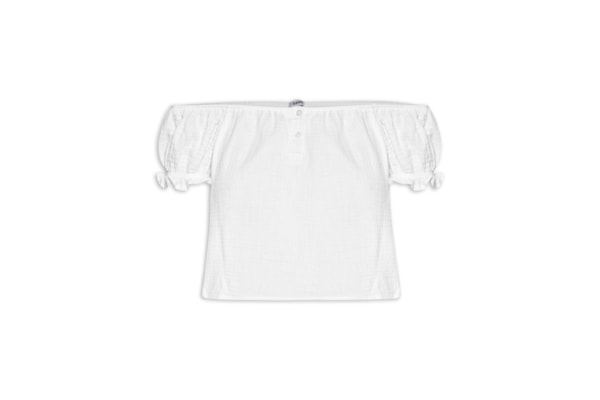 Blusa Feminina Ombro A Ombro Com Botões - Branco