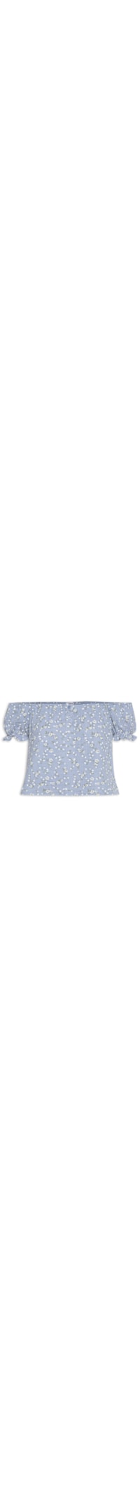 Blusa Feminina Ombro A Ombro Com Botões Floral - Azul