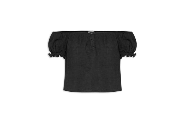 Blusa Feminina Ombro A Ombro Com Botões - Preto