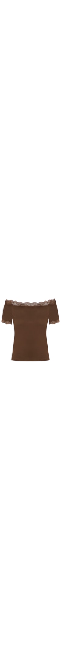 Blusa Feminina Ombro A Ombro Com Renda - Marrom