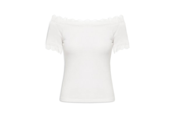 Blusa Feminina Ombro A Ombro Com Renda - Off White